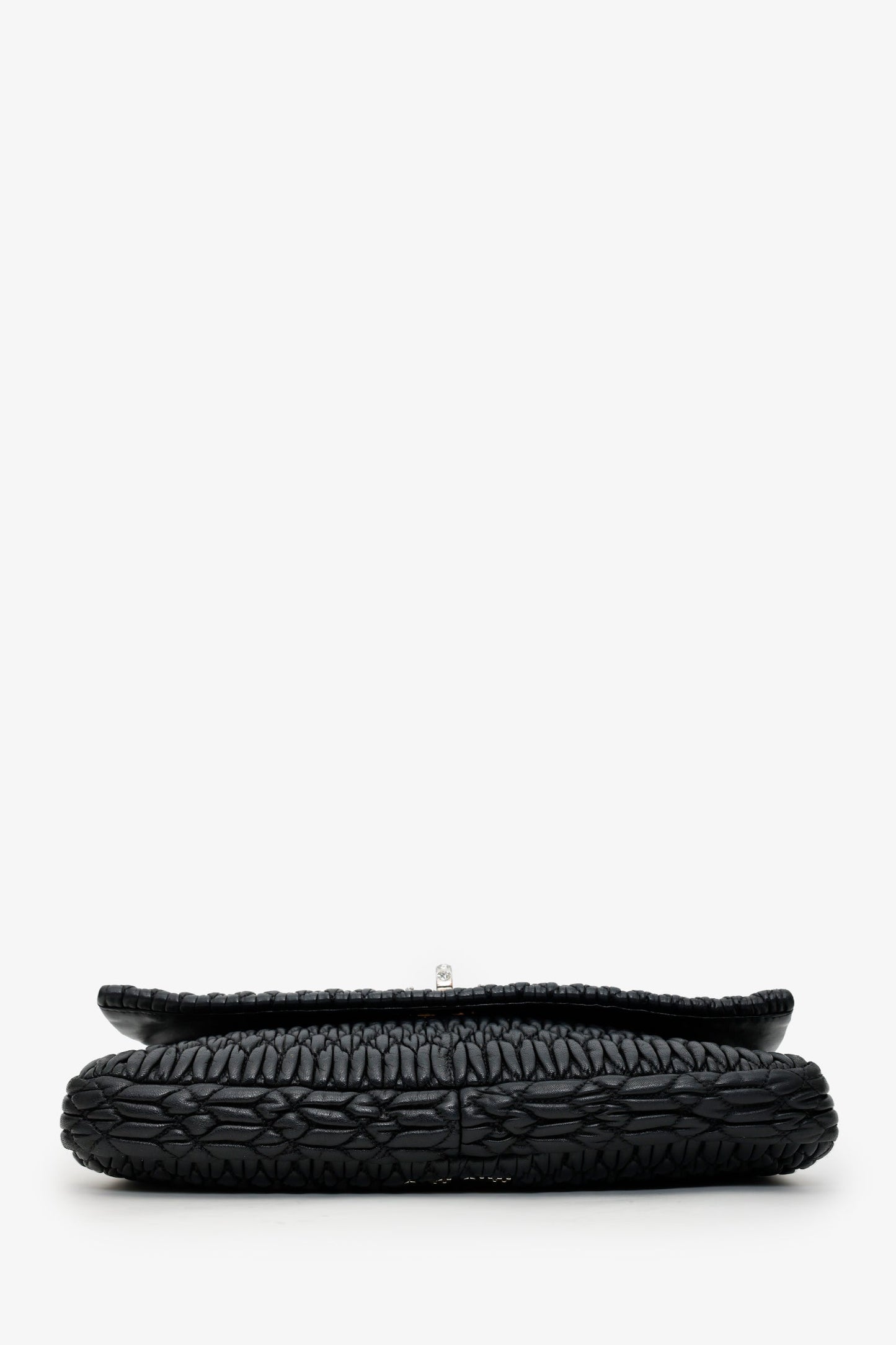 Miu Miu Black Matelasse Nappa Leather Crystal Embellished Shoulder Bag With Strap