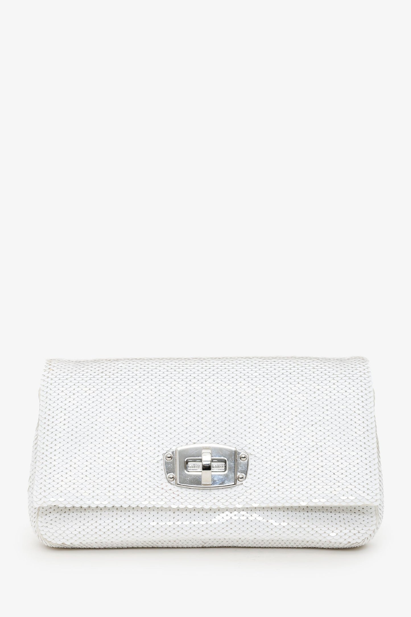 Miu Miu White Sequin Pearl Crystal Embellished Crossbody Bag