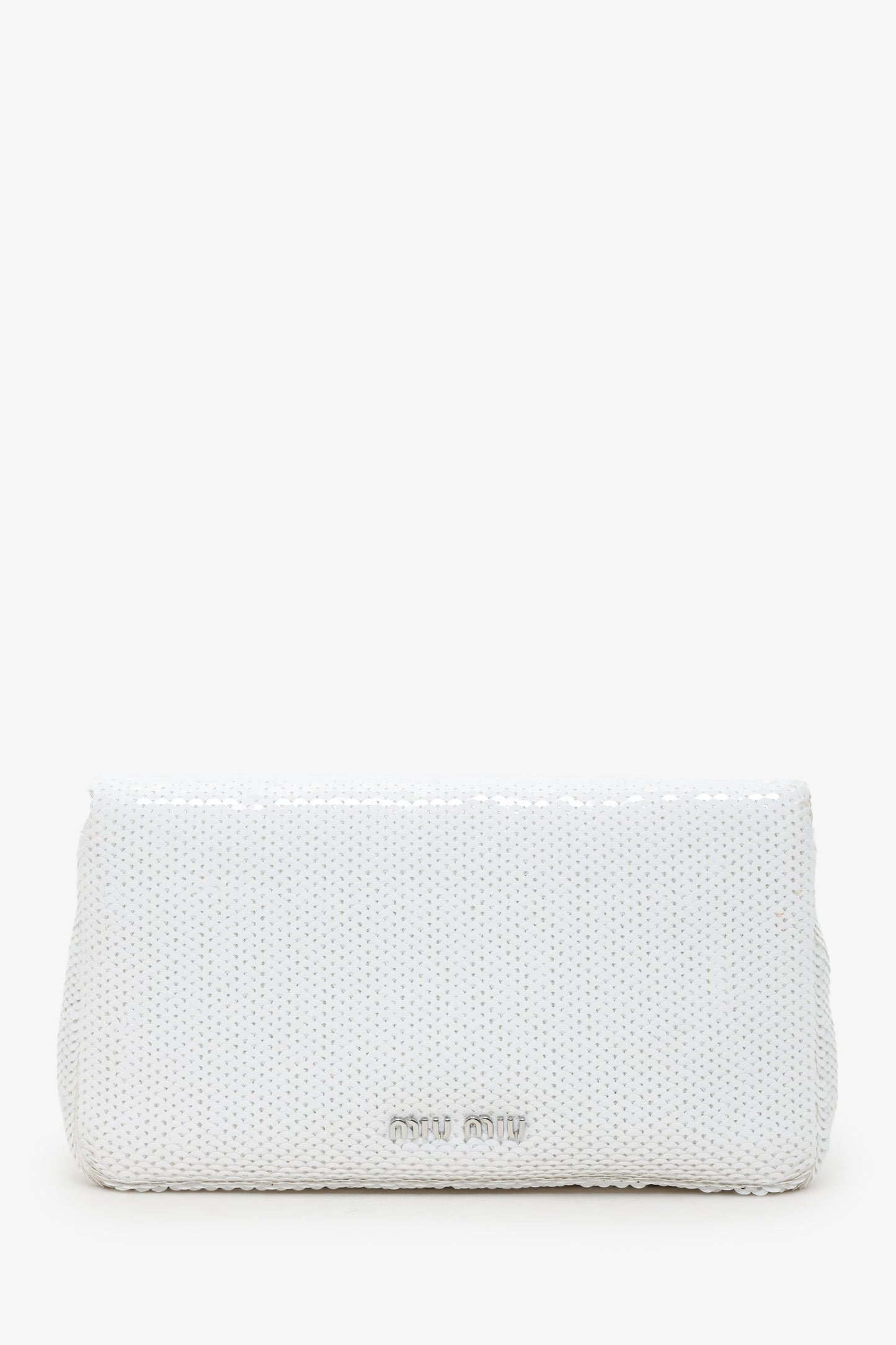 Miu Miu White Sequin Pearl Crystal Embellished Crossbody Bag
