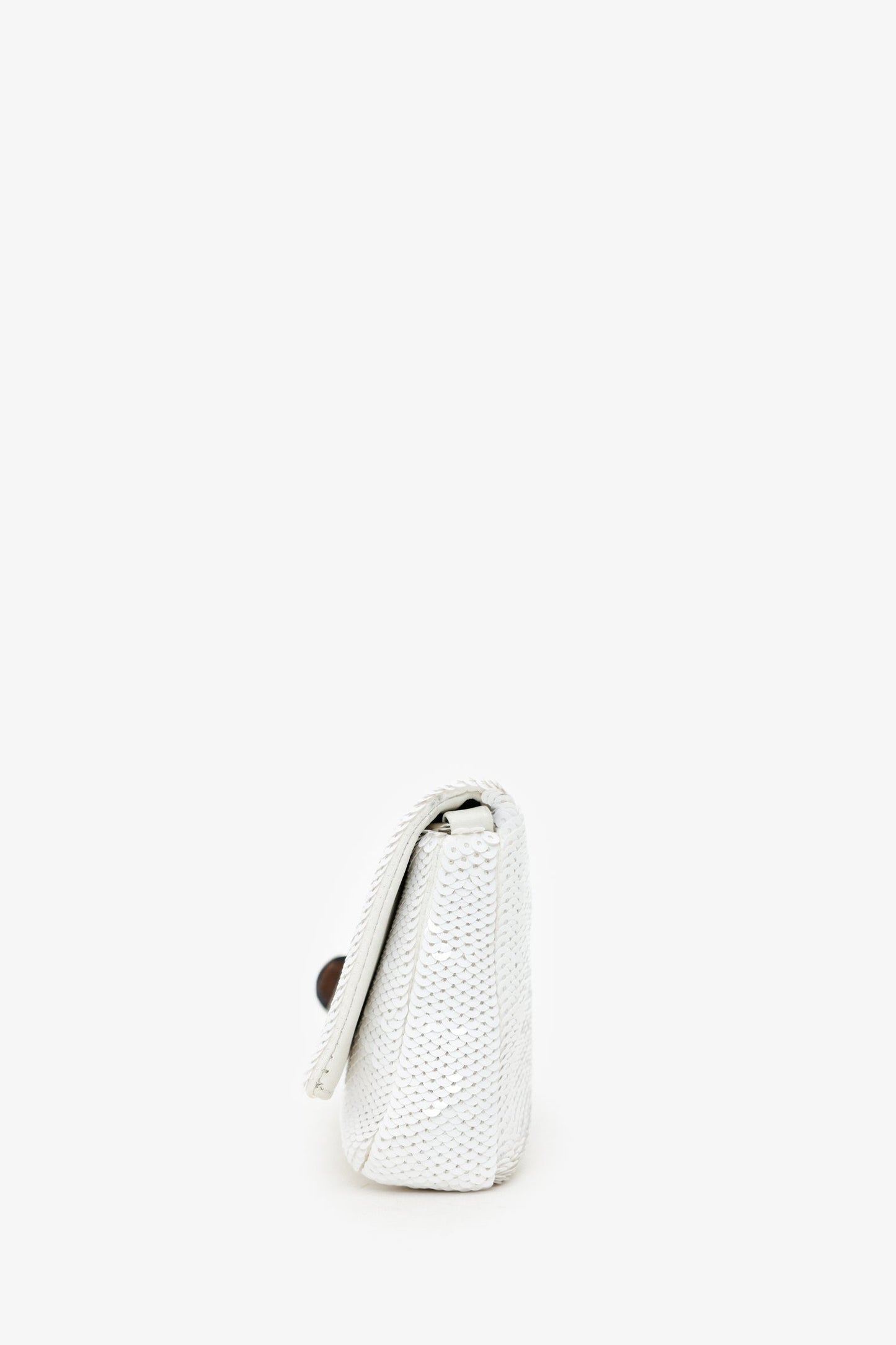 Miu Miu White Sequin Pearl Crystal Embellished Crossbody Bag