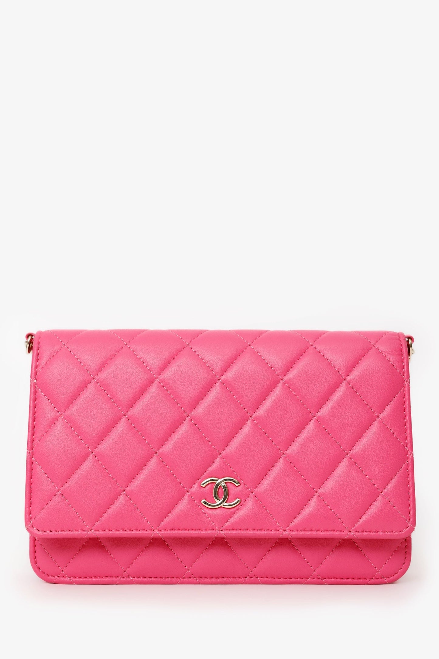 Chanel™ 22P Pink Quilted Lambskin Pearl Wallet on Chain