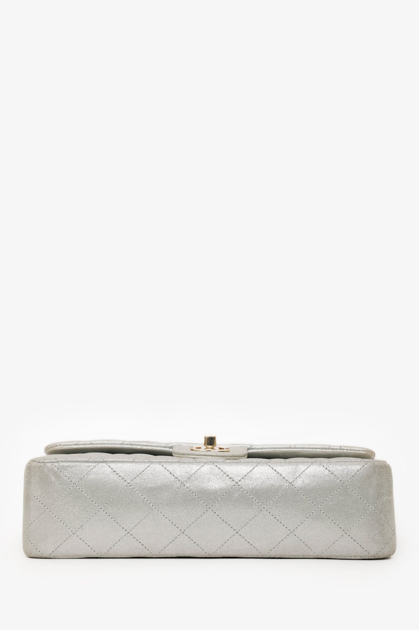 Chanel™ 2011-12 Silver Metallic Fabric Small Classic Double Flap Bag