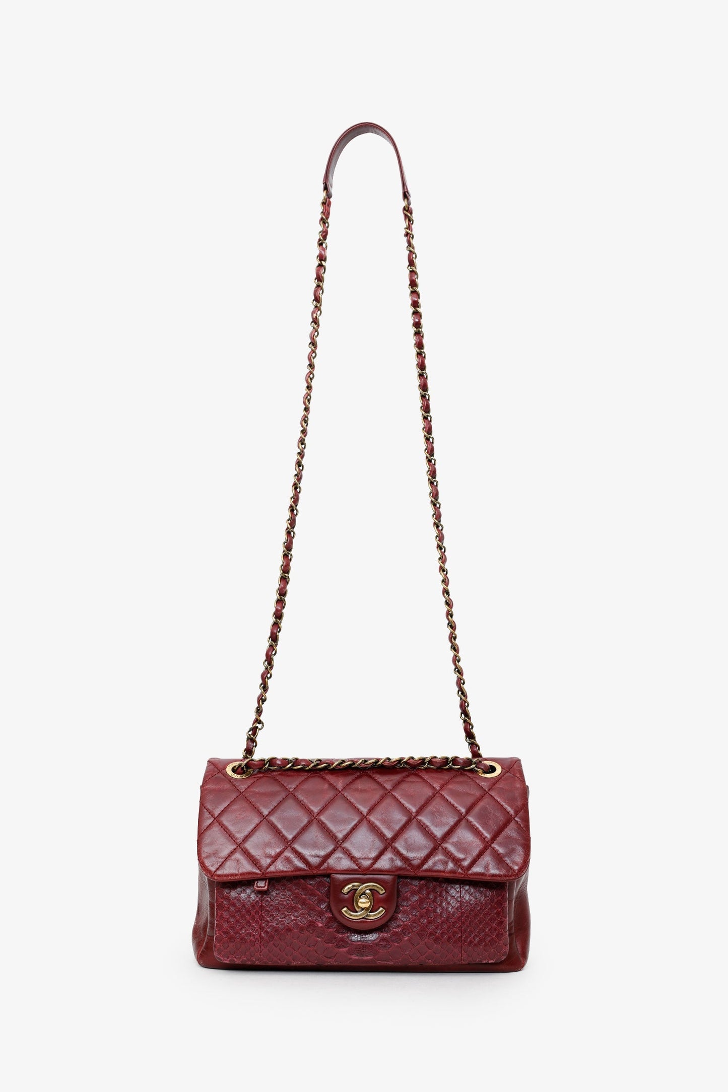 Chanel™ 2016-17 Burgundy Leather/Python Urban Mix Flap Bag