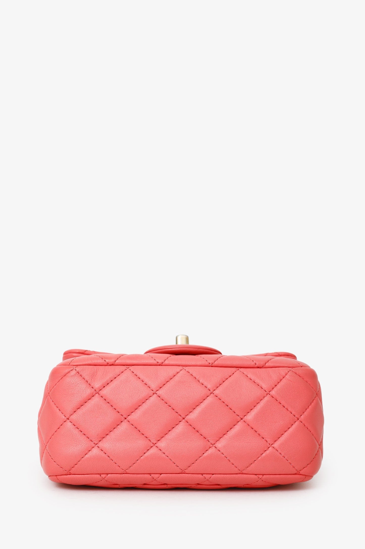 Chanel™ 2021 Pink Quilted Lambskin Mini Square Pearl Crush Flap Bag