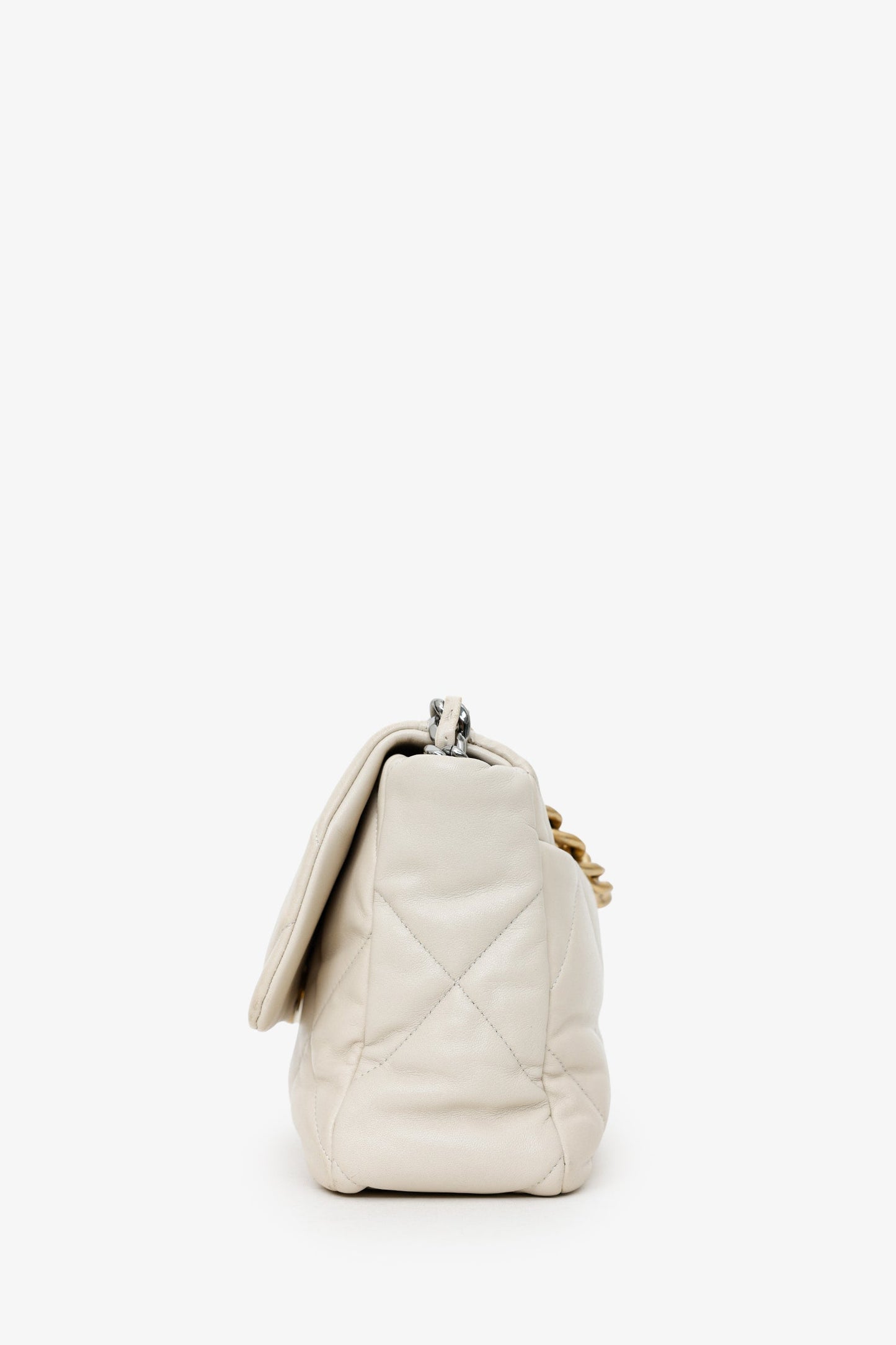 Chanel™ 2020 Beige Lambskin Medium 19 Flap Bag