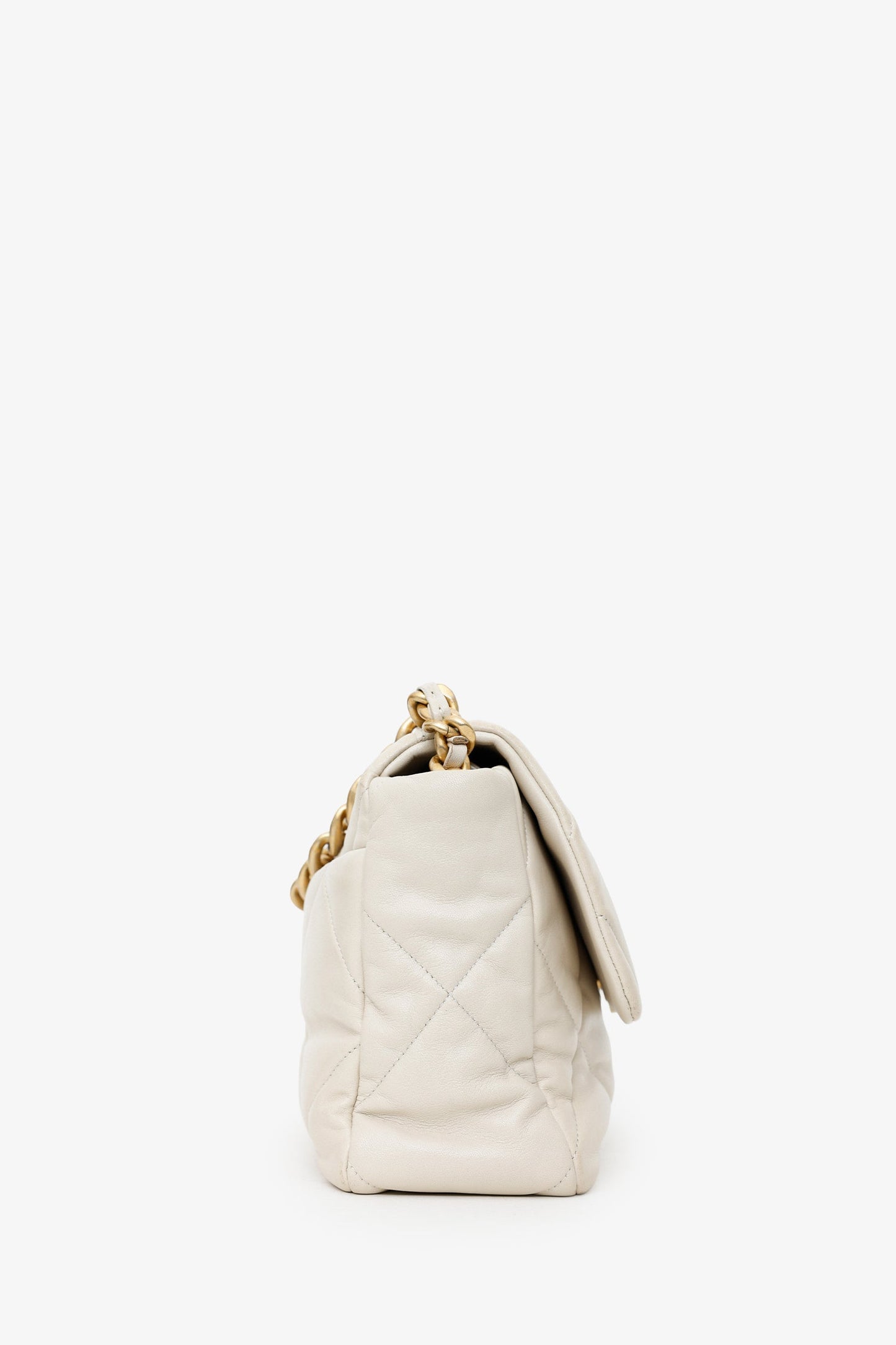 Chanel™ 2020 Beige Lambskin Medium 19 Flap Bag