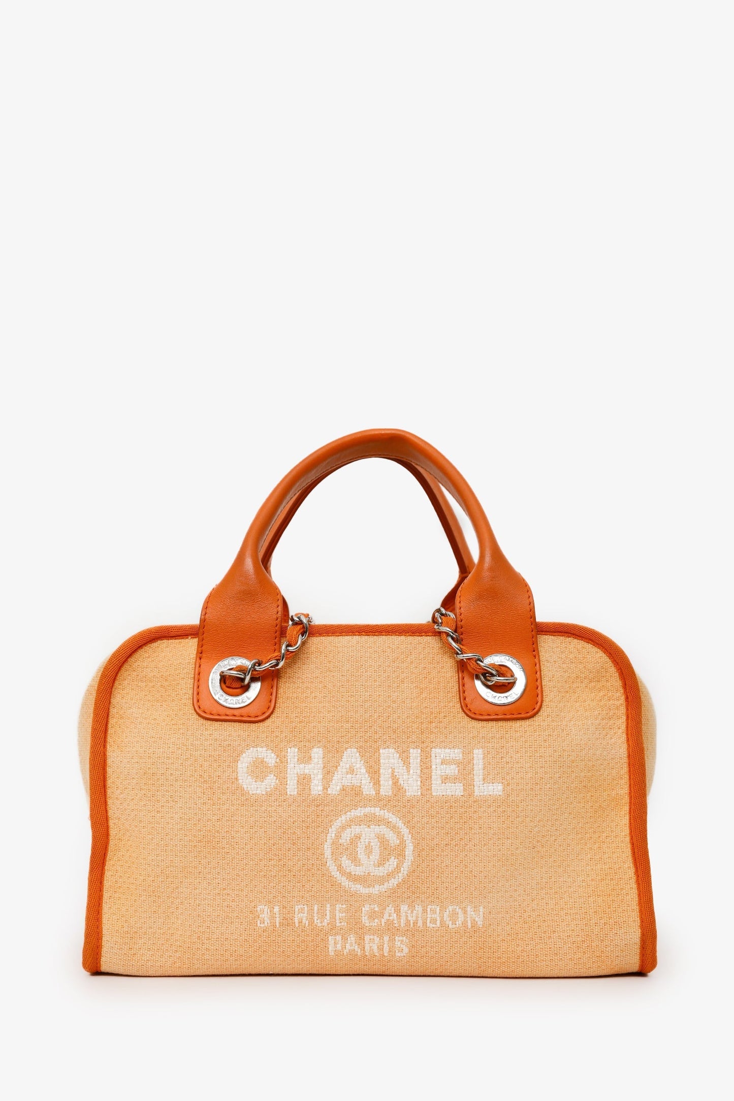 Chanel™ 2014-15 Orange Canvas Deauville Mini Bowling Bag