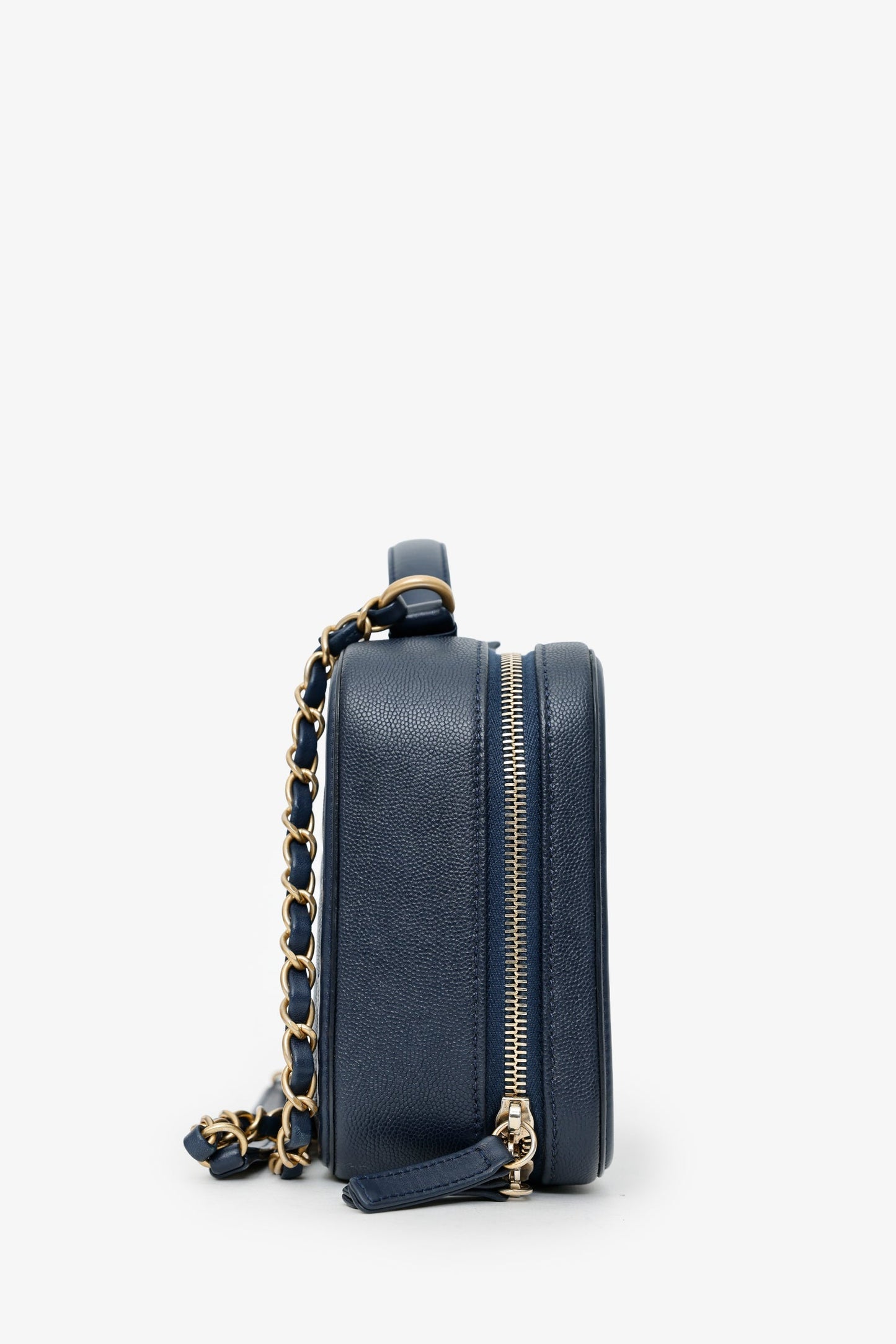 Chanel™ 2018 Navy Caviar Medium Filigree Vanity Case Bag