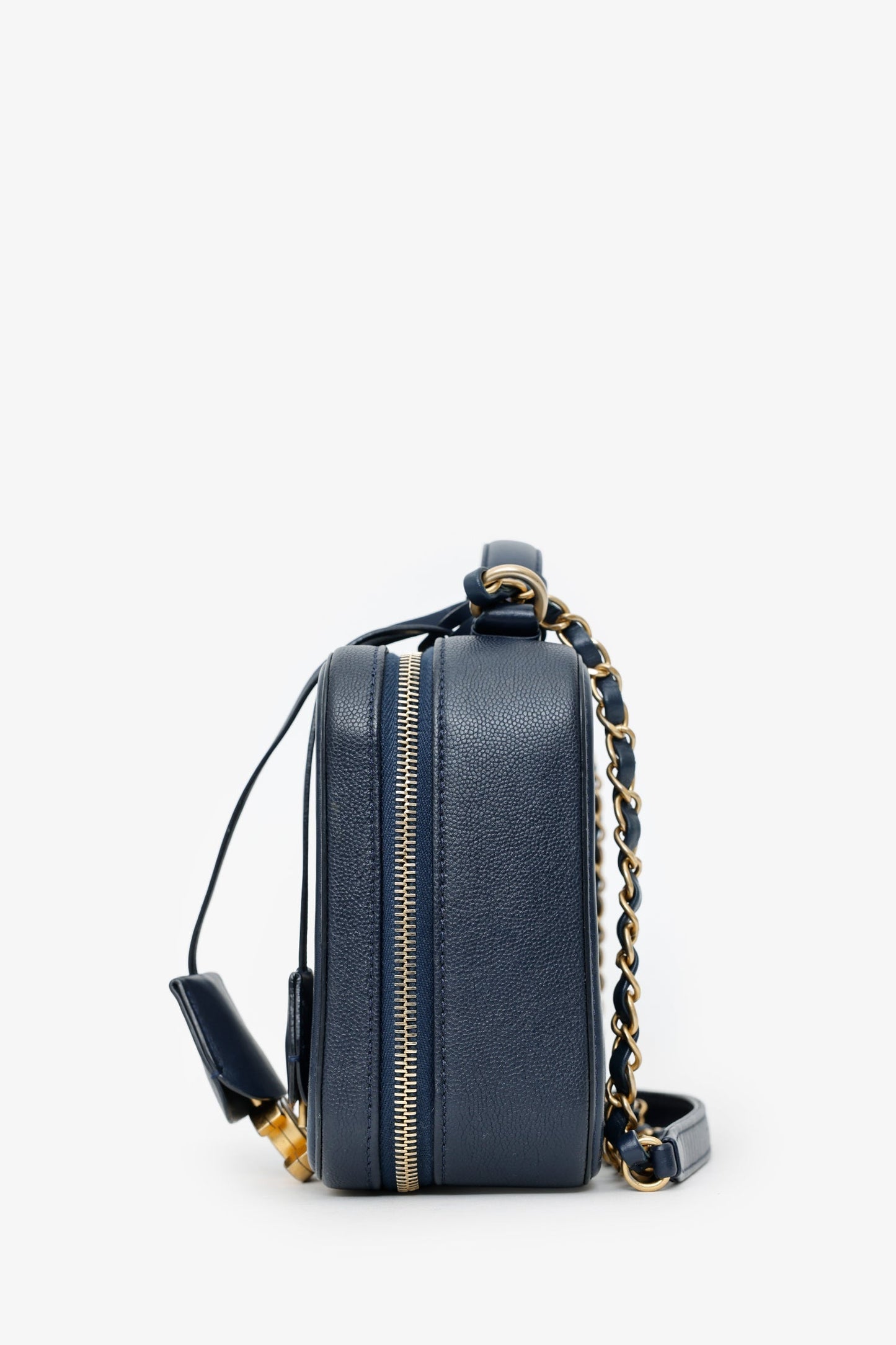 Chanel™ 2018 Navy Caviar Medium Filigree Vanity Case Bag