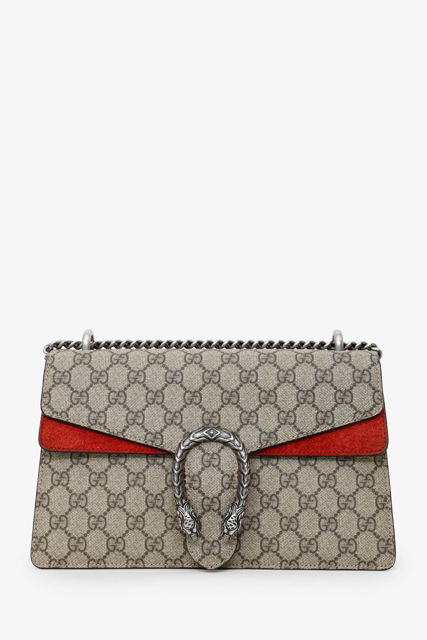 Gucci Brown/Red GG Supreme Monogram Medium Dionysus Shoulder Bag