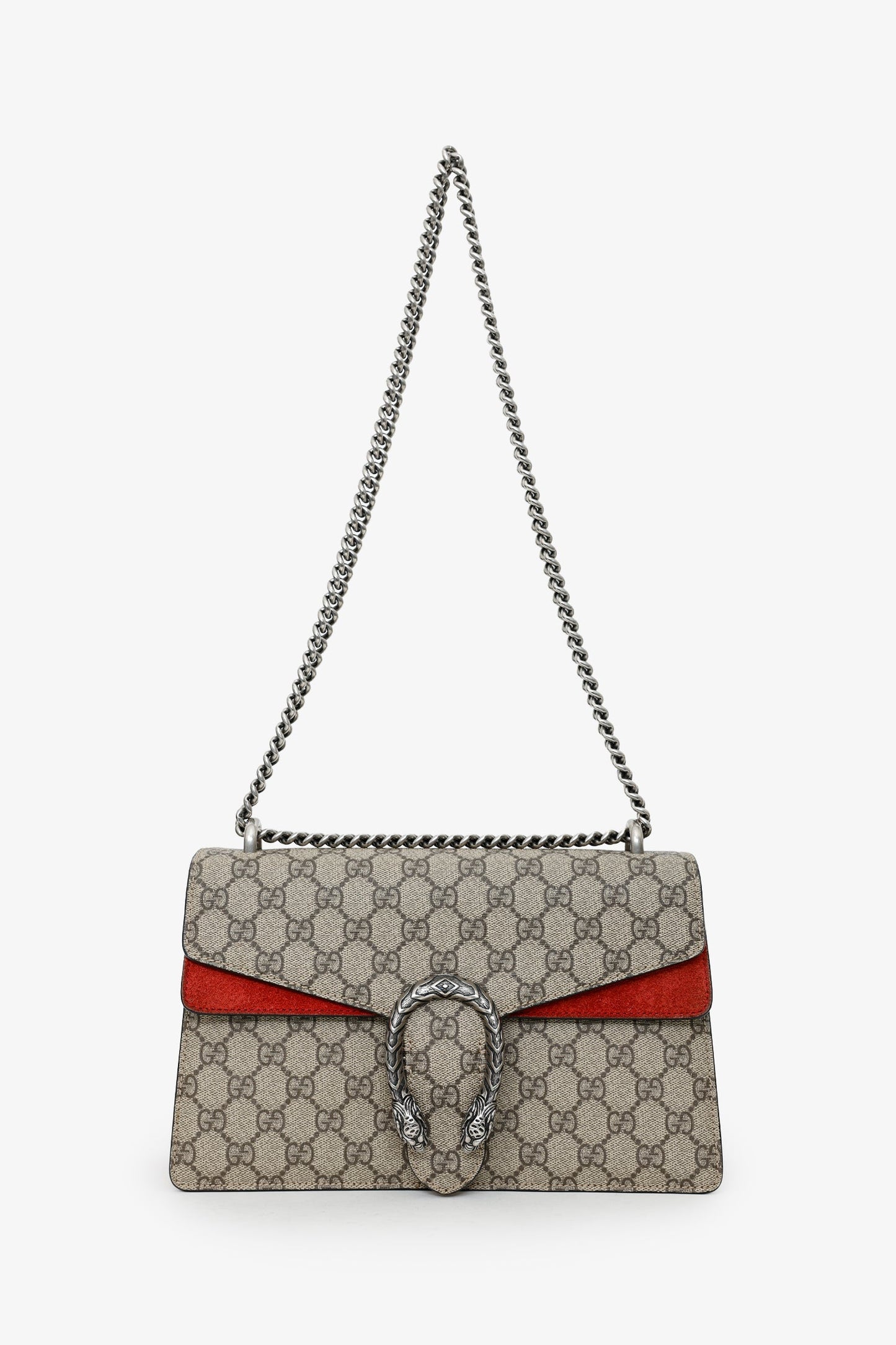 Gucci Brown/Red GG Supreme Monogram Medium Dionysus Shoulder Bag