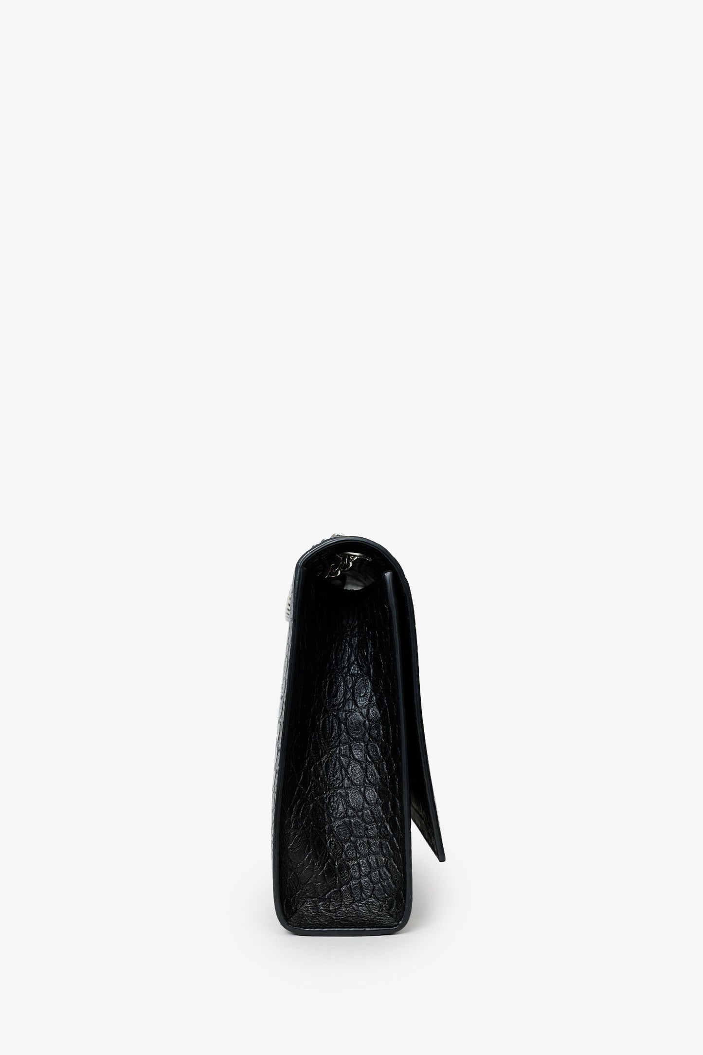 Saint Laurent Black Embossed Leather Large Kate Flap Bag