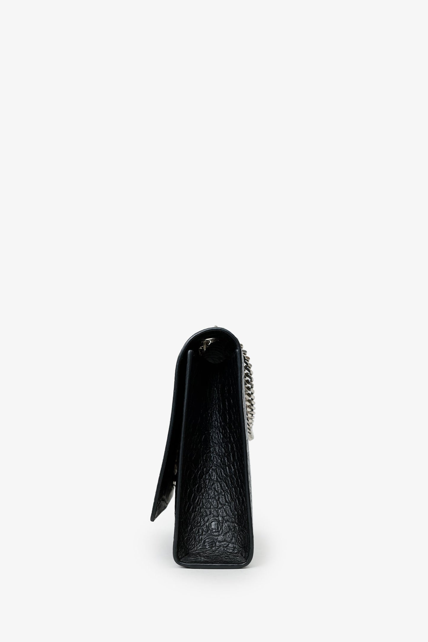 Saint Laurent Black Embossed Leather Large Kate Flap Bag