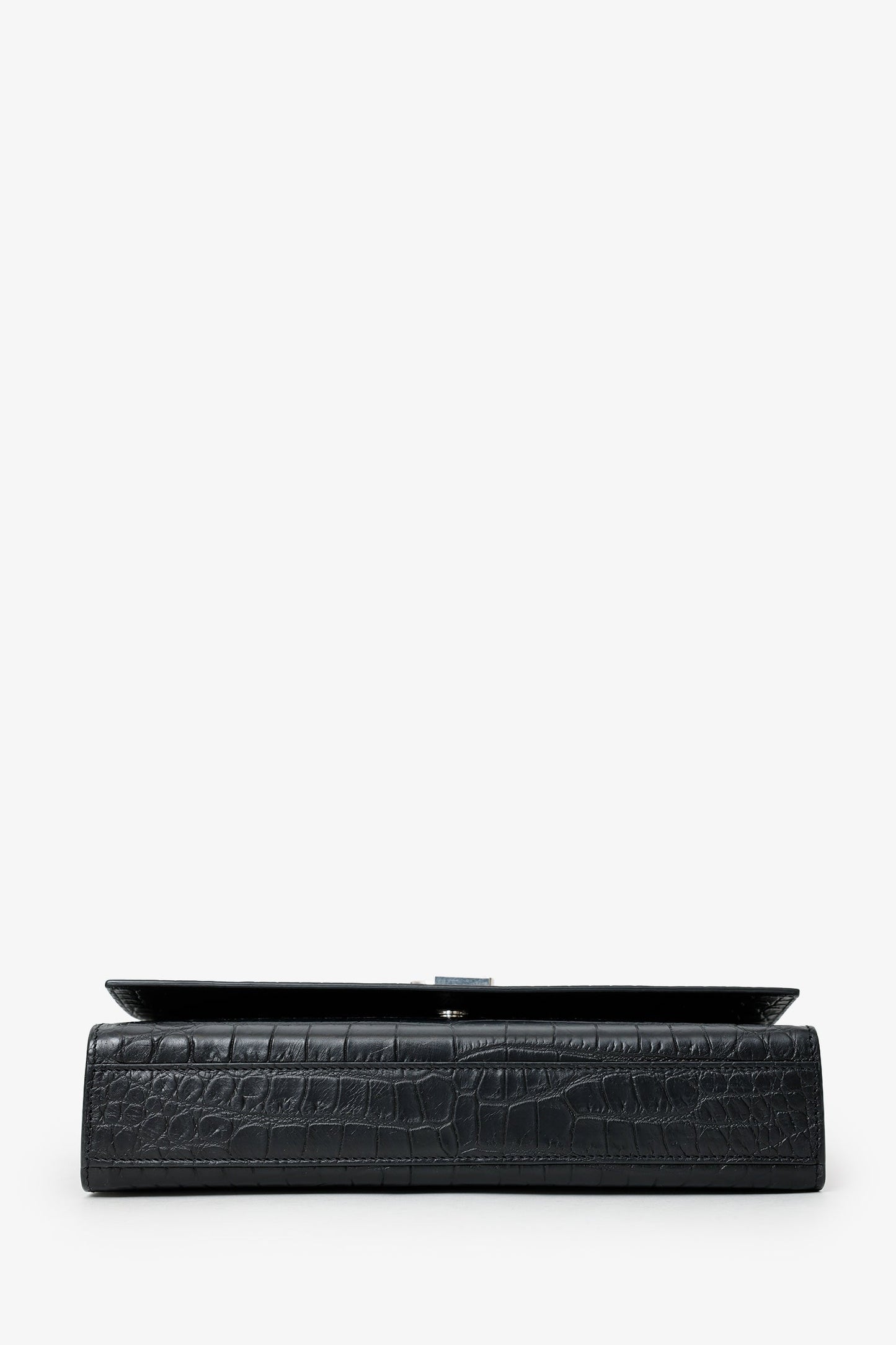 Saint Laurent Black Embossed Leather Large Kate Flap Bag
