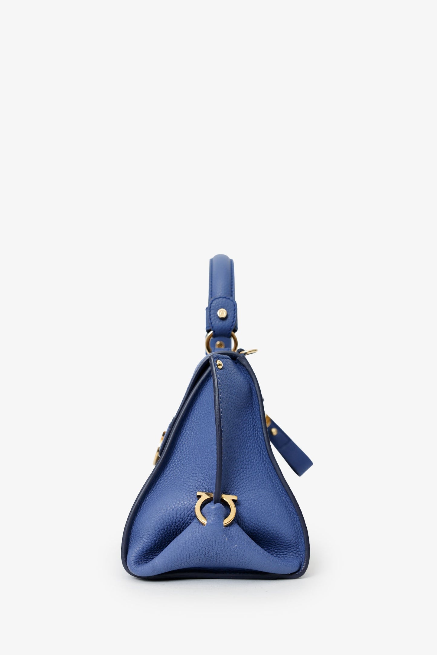 Salvatore Ferragamo Purple Pebbled Leather 'Sofia' Top Handle With Strap