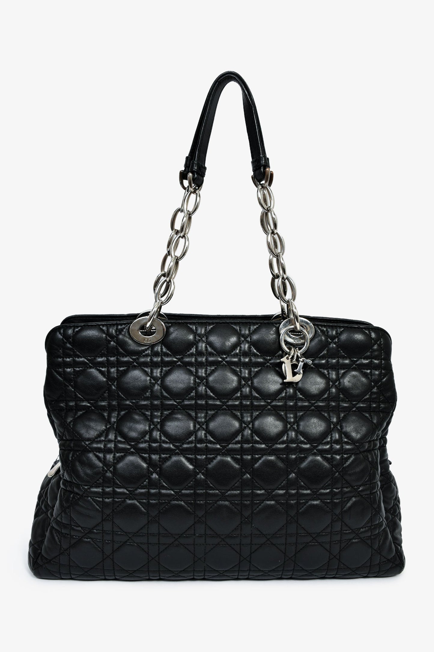 Christian Dior 2014 Black Leather Soft Cannage Lady Dior Shopping Tote
