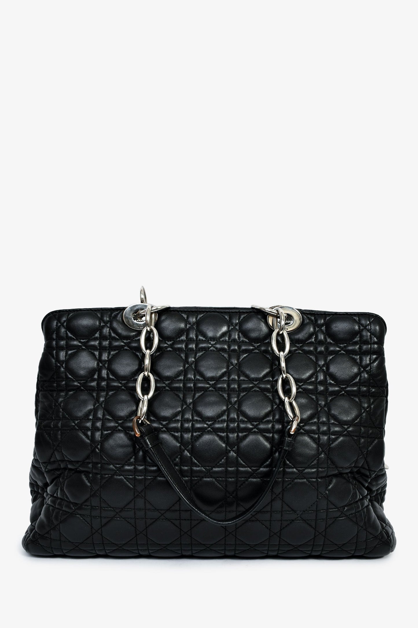 Christian Dior 2014 Black Leather Soft Cannage Lady Dior Shopping Tote