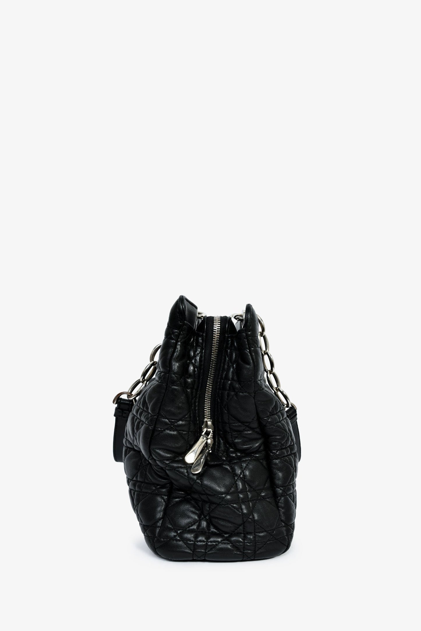 Christian Dior 2014 Black Leather Soft Cannage Lady Dior Shopping Tote