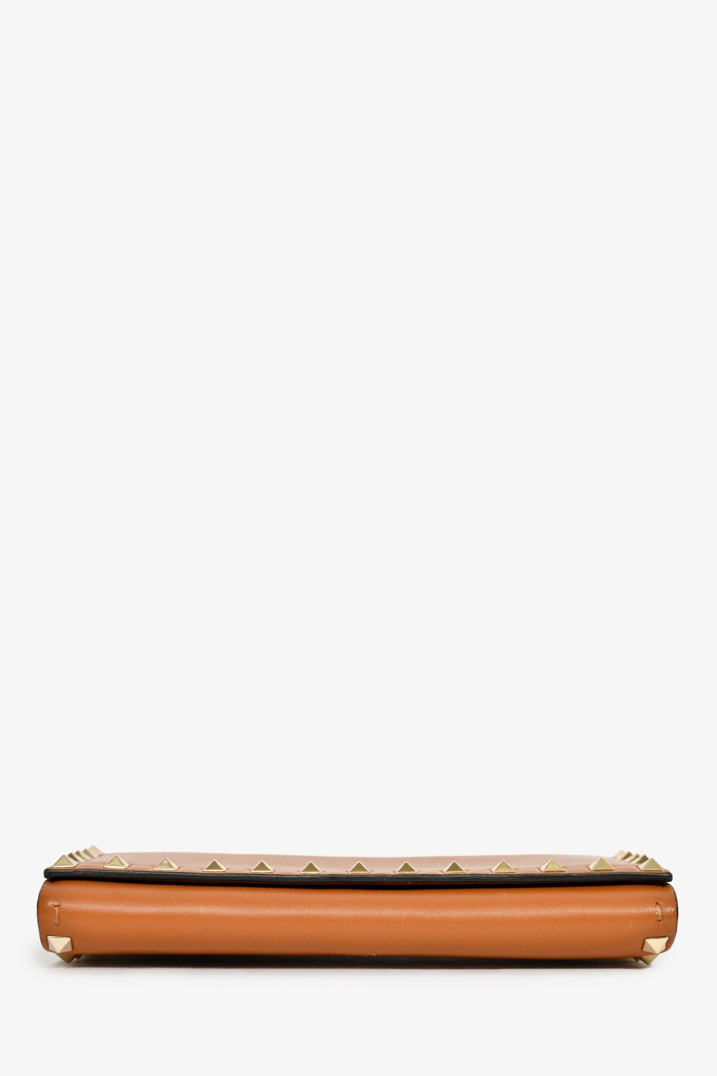 Valentino Brown Leather Rockstud Wallet on Chain