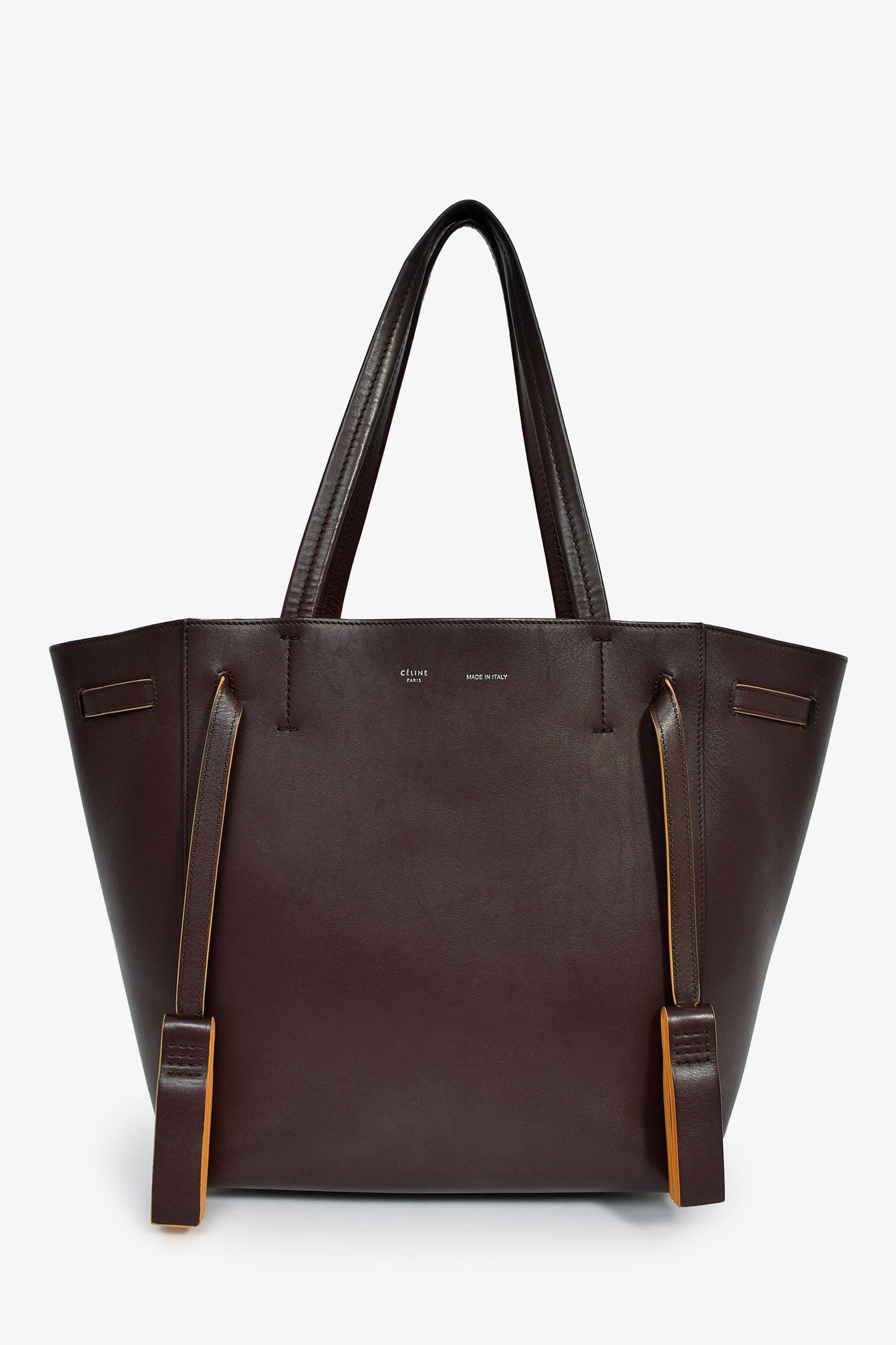Celine Brown Leather 'Cabas' Phantom Tote Bag With Tassels