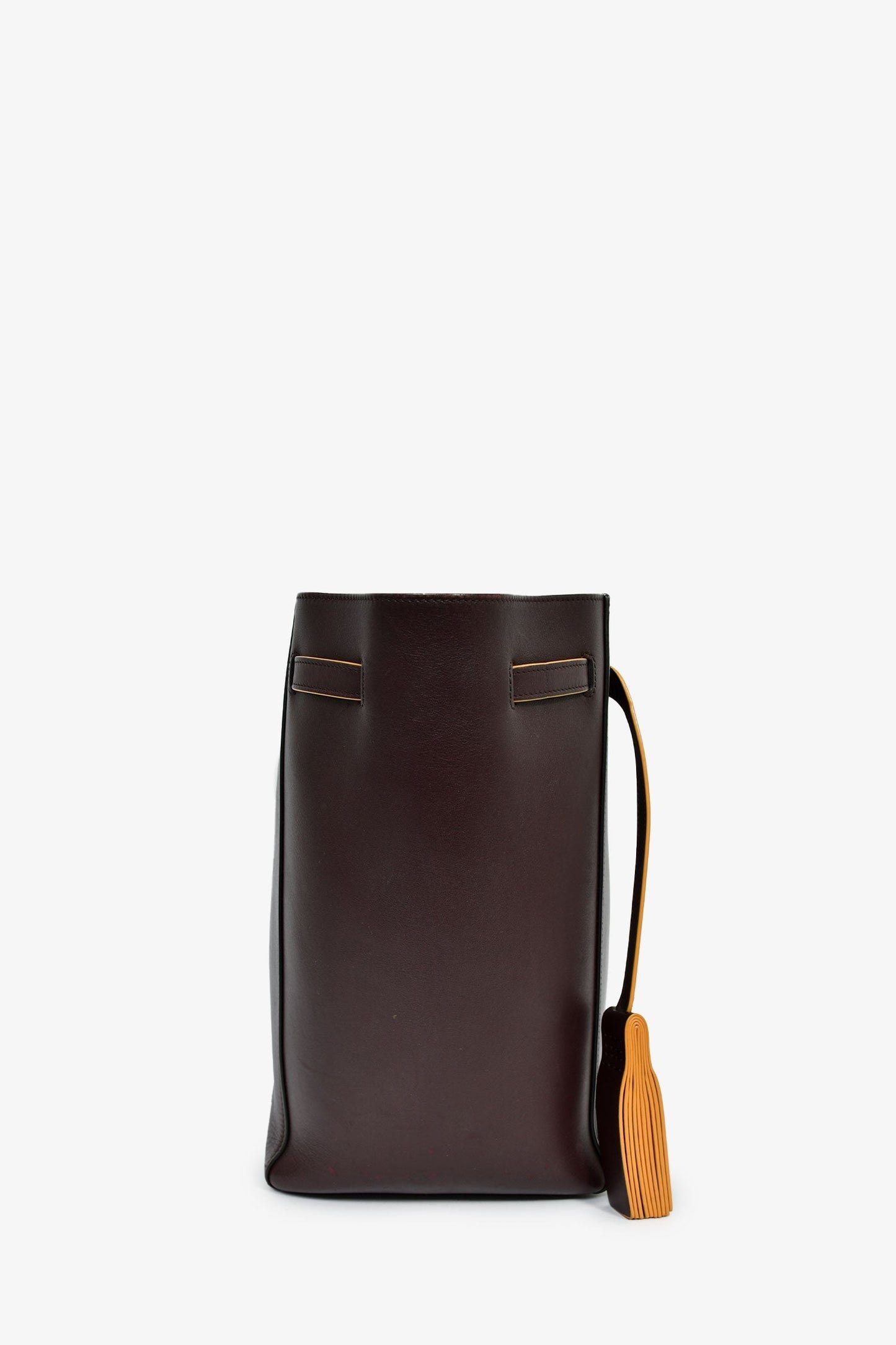 Celine Brown Leather 'Cabas' Phantom Tote Bag With Tassels