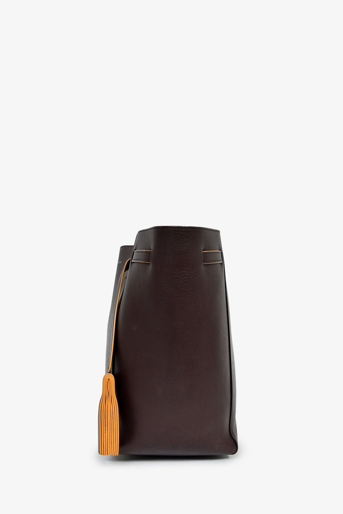 Celine Brown Leather 'Cabas' Phantom Tote Bag With Tassels