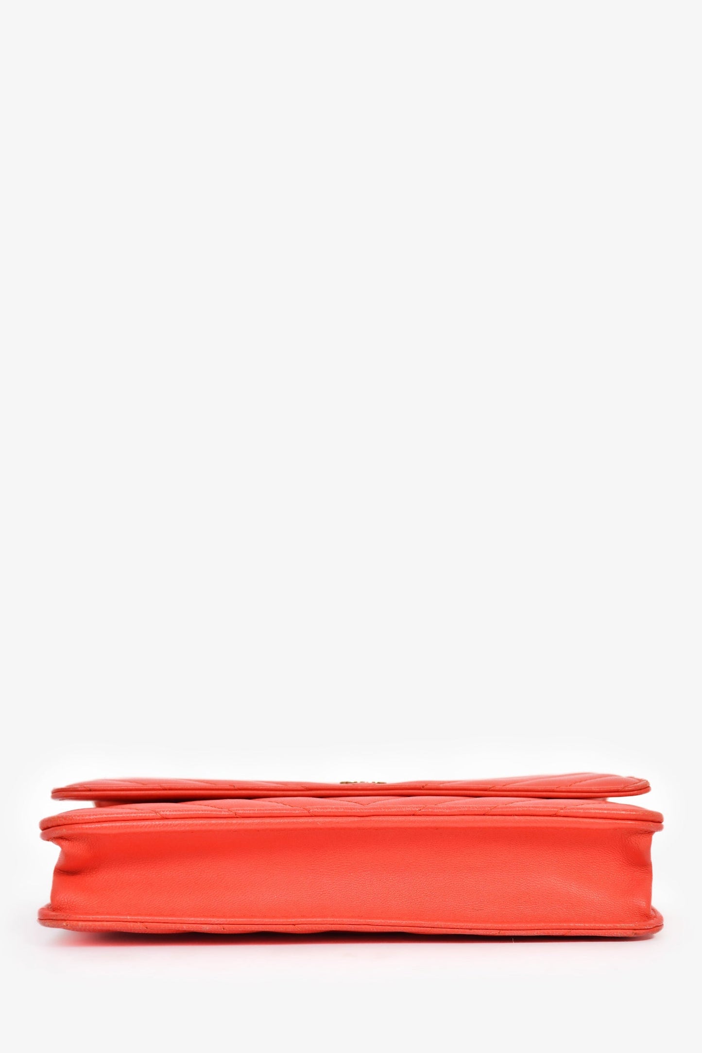 Chanel™ 2016-17 Red Lambskin Chevron Quilted "Trendy" Wallet on Chain