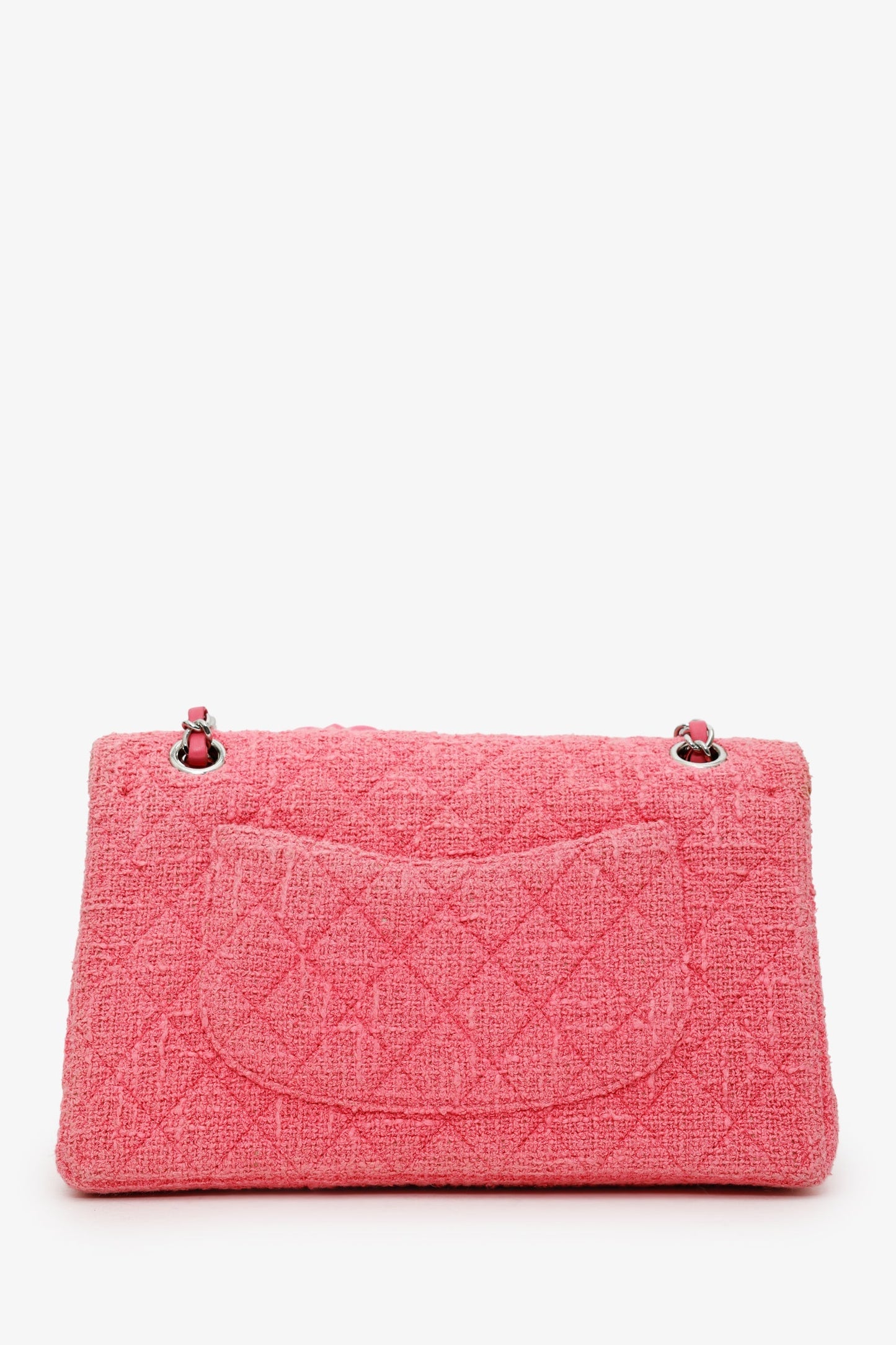 Chanel™ 2016 Pink Tweed Flower Classic Double Medium Flap Bag