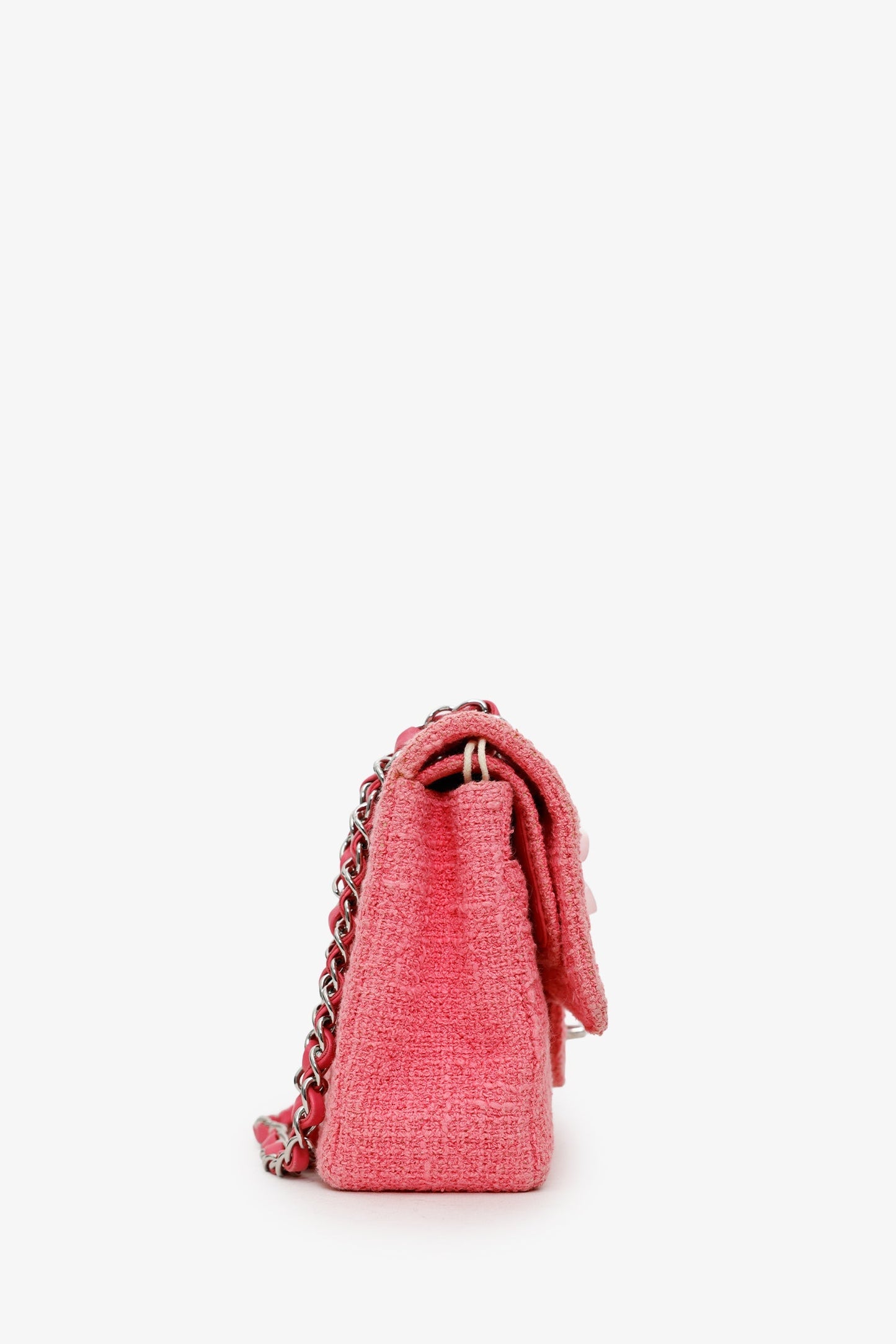 Chanel™ 2016 Pink Tweed Flower Classic Double Medium Flap Bag