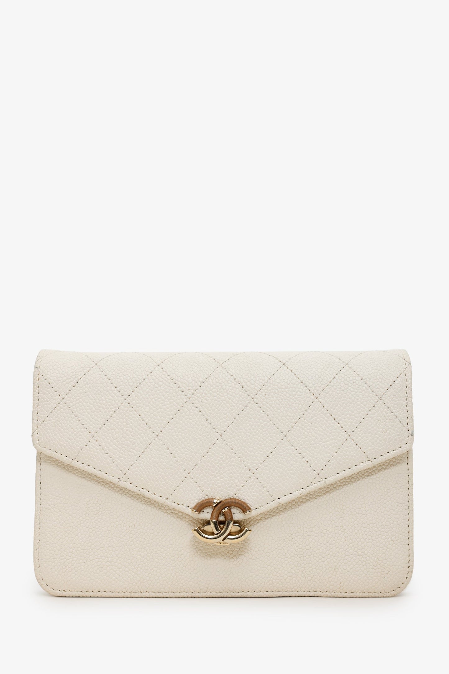 Chanel™ 2018 Beige Caviar Leather Cuba Wallet On Chain