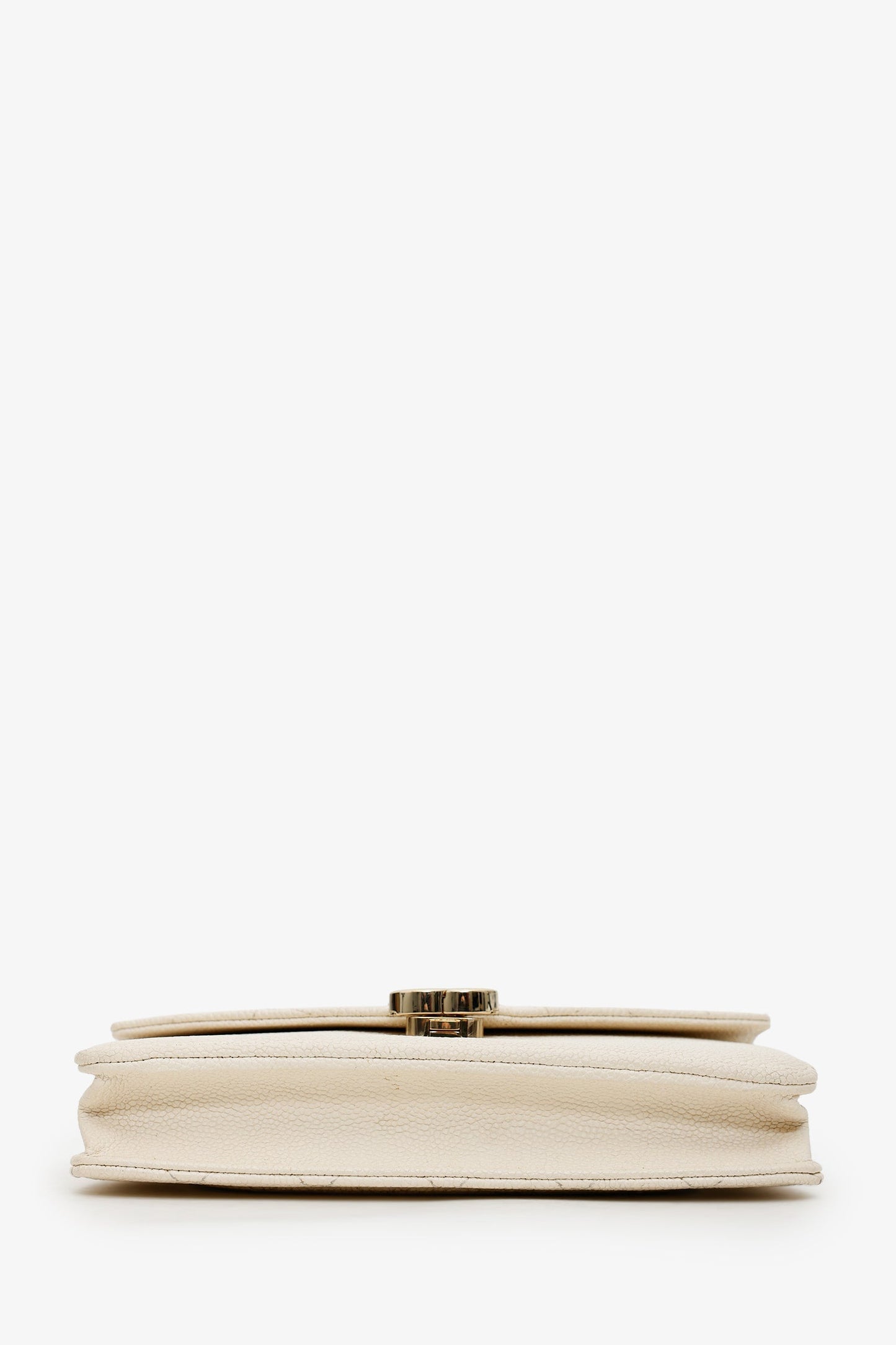 Chanel™ 2018 Beige Caviar Leather Cuba Wallet On Chain