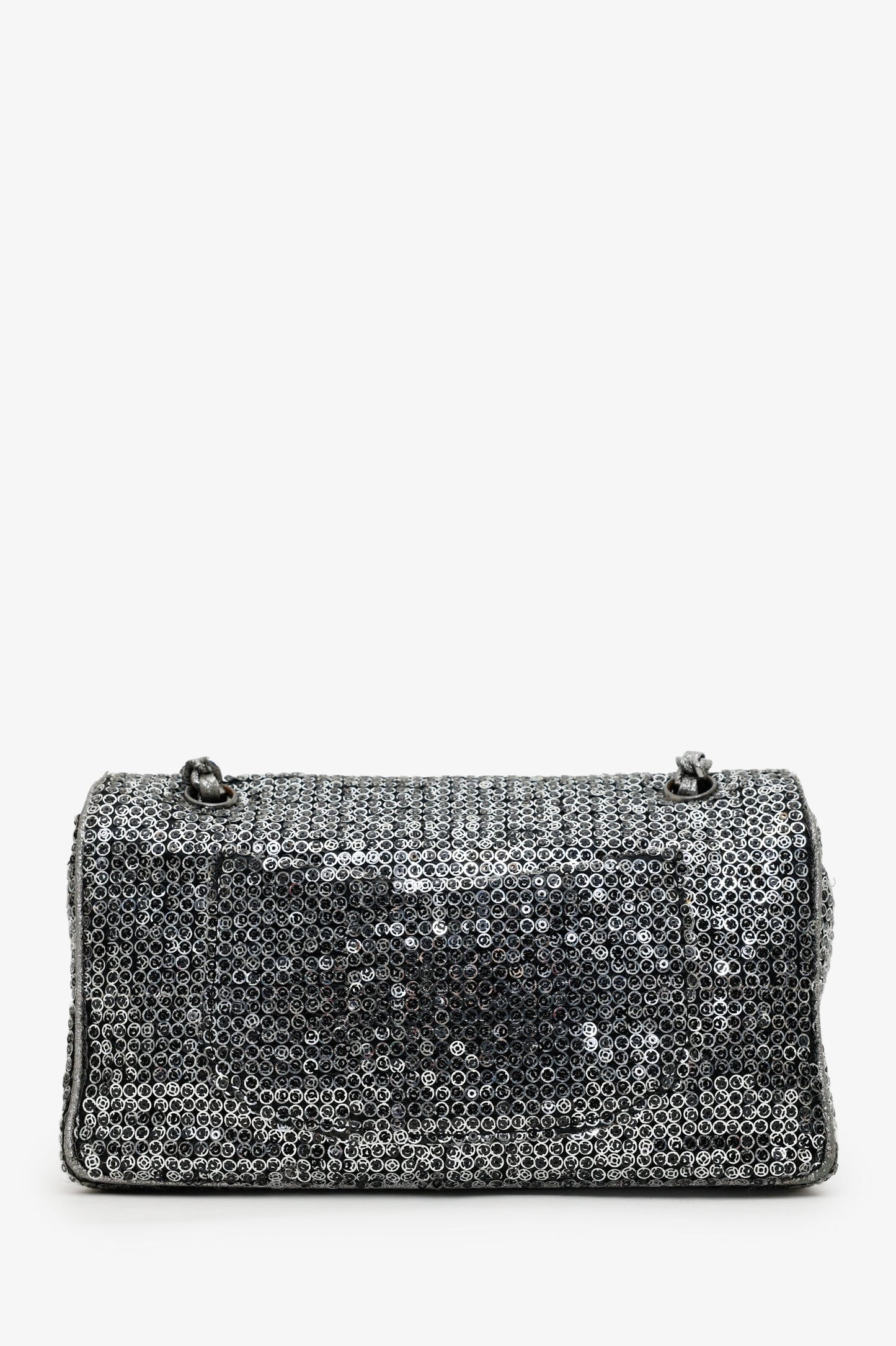 Chanel™ 2006-08 Silver Metallic Sequin Classic Single Flap Bag
