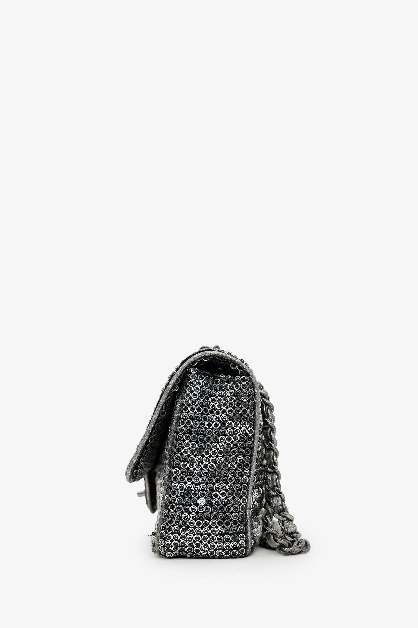 Chanel™ 2006-08 Silver Metallic Sequin Classic Single Flap Bag