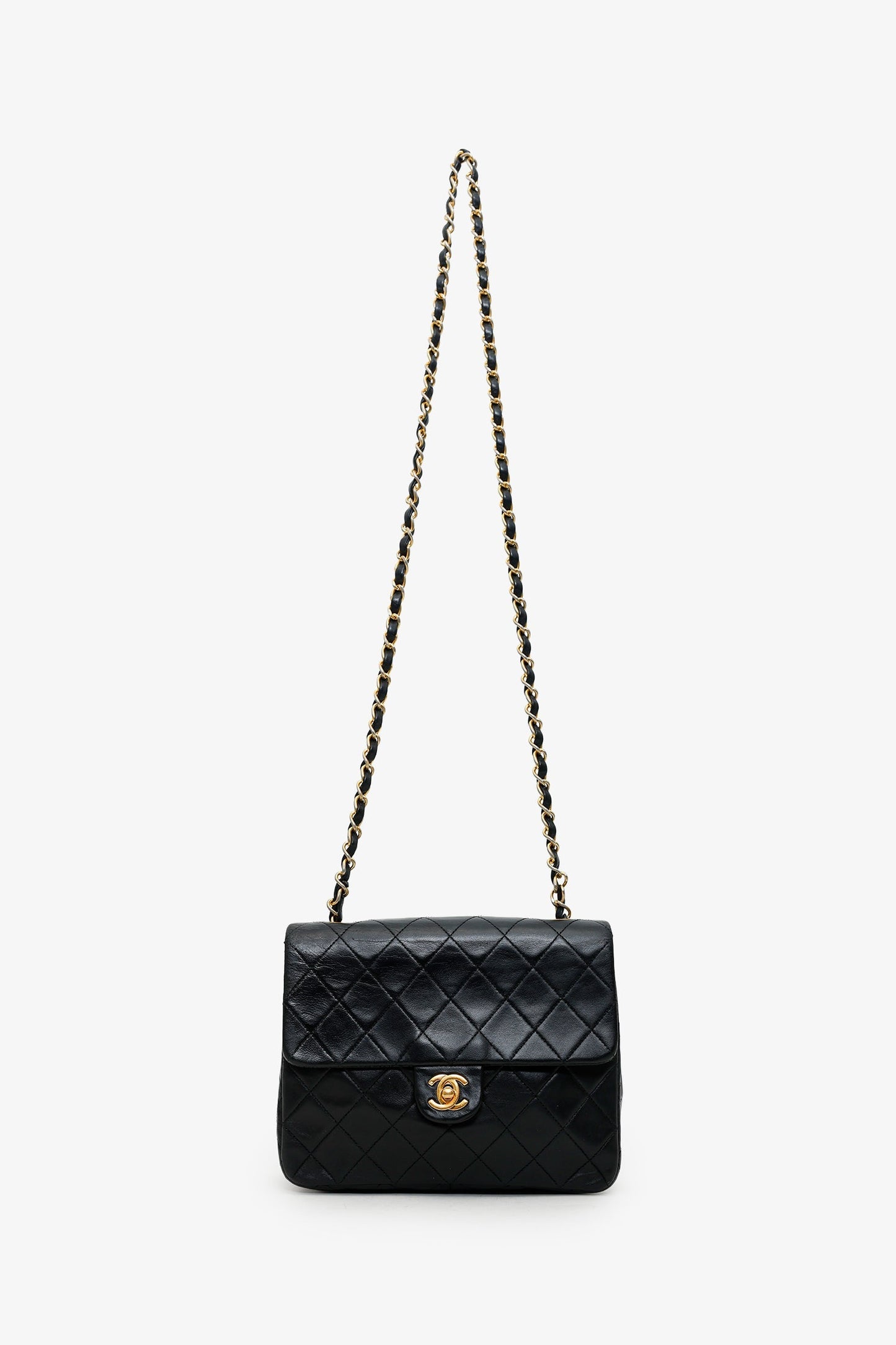 Chanel™ Black Quilted Lambskin Mini Square Flap Bag
