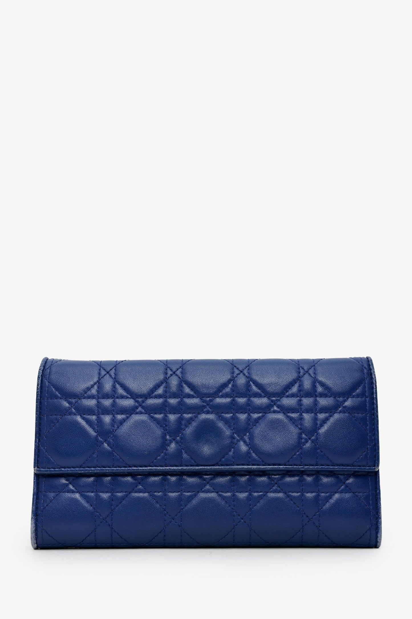 Christian Dior 2013 Navy Cannage Leather Lady Dior Wallet With Chain