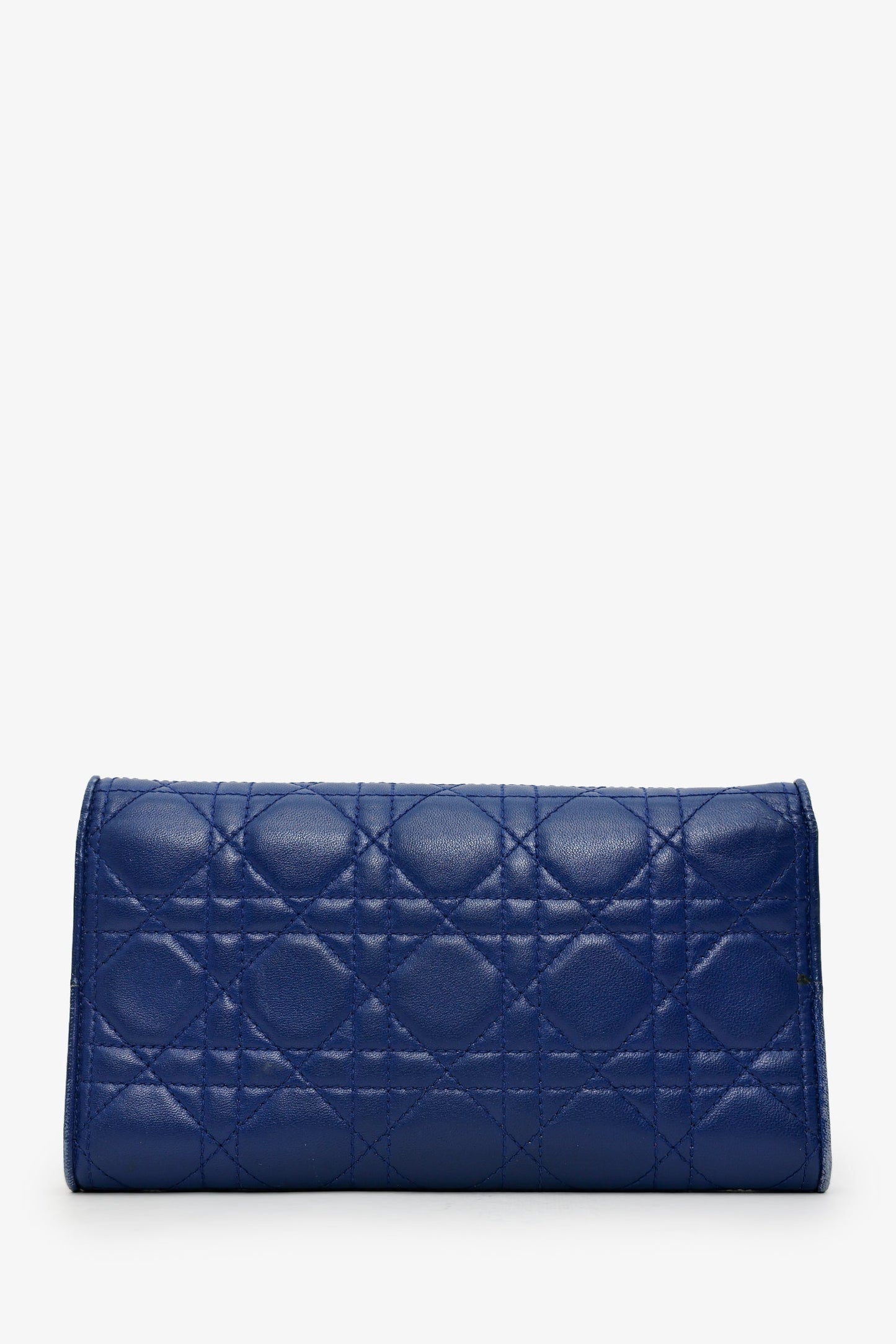 Christian Dior 2013 Navy Cannage Leather Lady Dior Wallet With Chain
