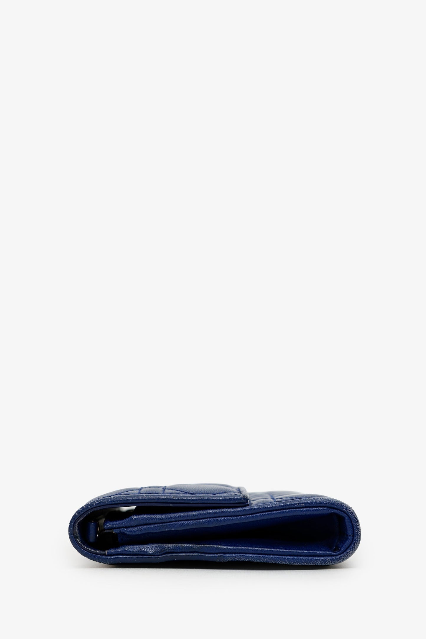 Christian Dior 2013 Navy Cannage Leather Lady Dior Wallet With Chain