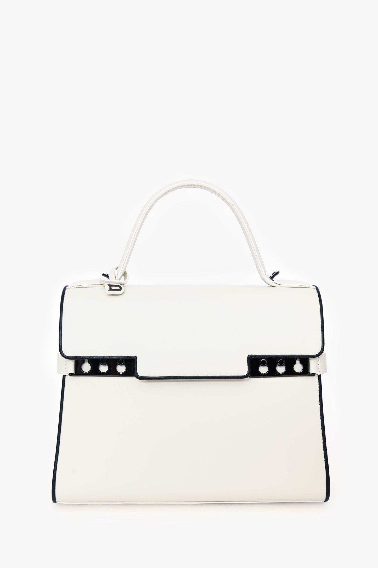 Delvaux White/Black Leather Tempete MM with Strap