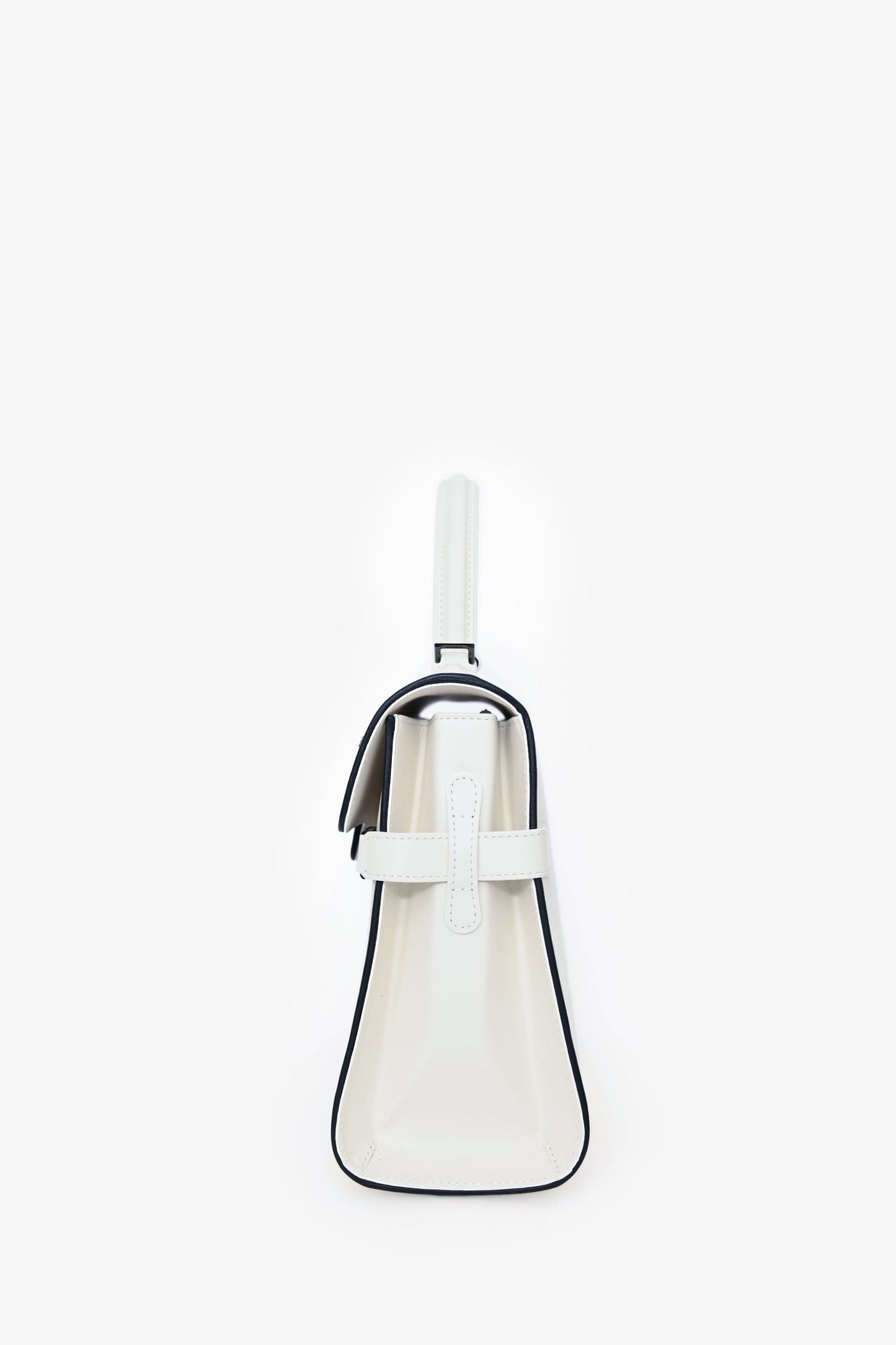 Delvaux White/Black Leather Tempete MM with Strap