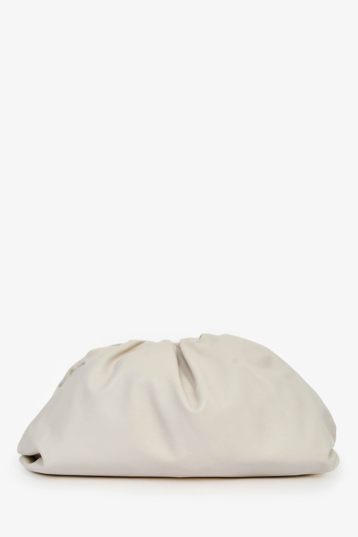 Bottega Veneta White Ecru Leather Large Classic Pouch