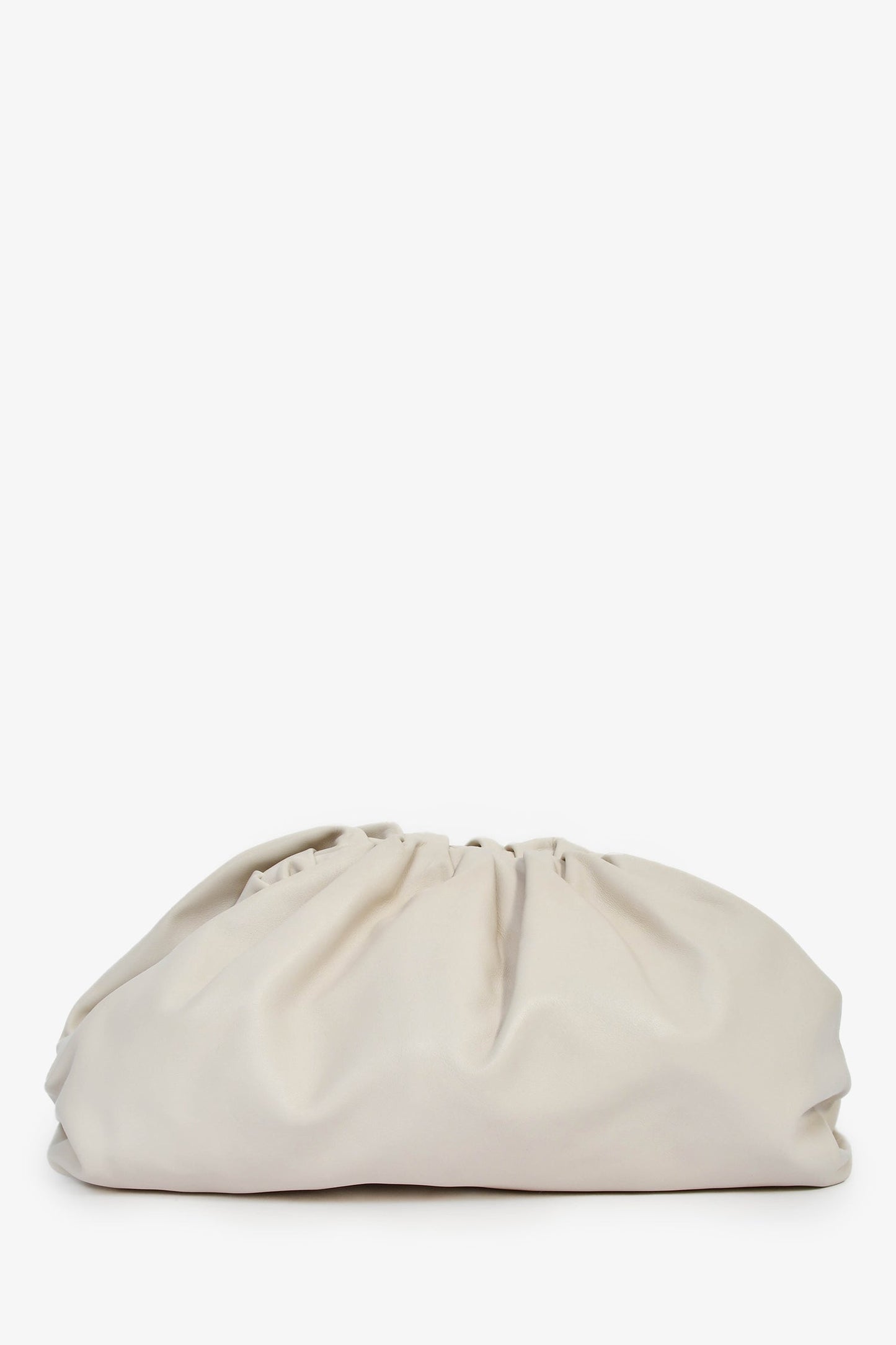 Bottega Veneta White Ecru Leather Large Classic Pouch