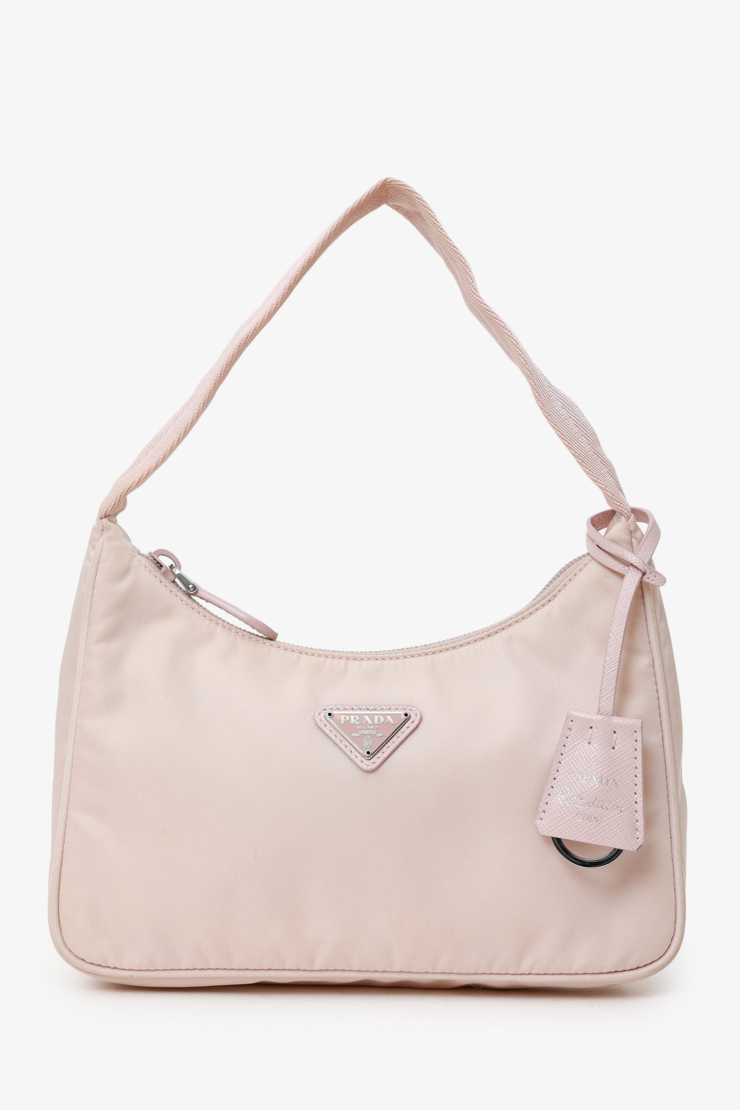 Prada Pink Nylon Traingle Logo Re-Edition 2000 Shoulder Bag