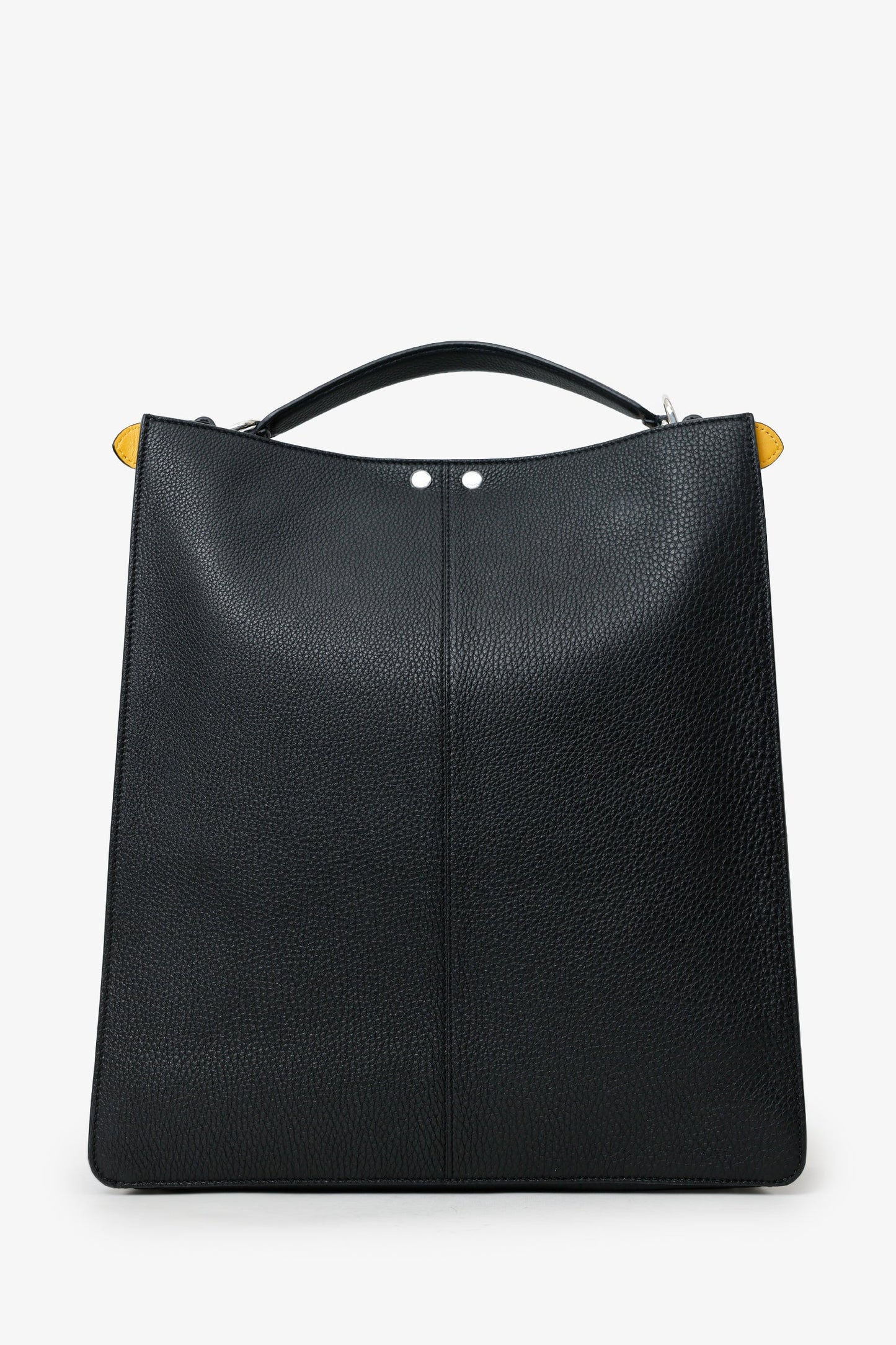 Fendi Black Grained Leather Peekaboo X-Lite Tote With Strap