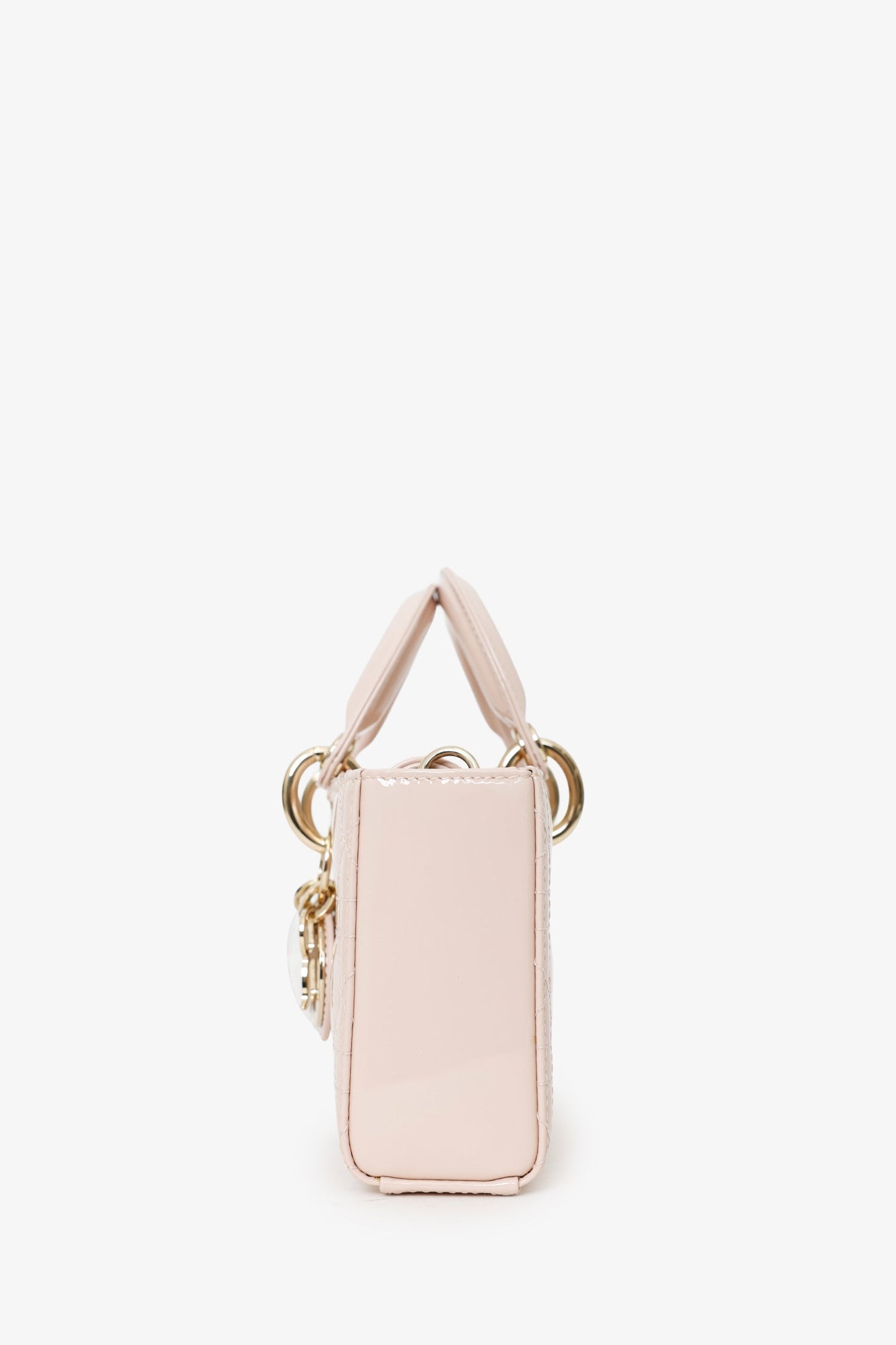 Christian Dior Pink Patent Leather Mini Lady 'D-Joy' Bag