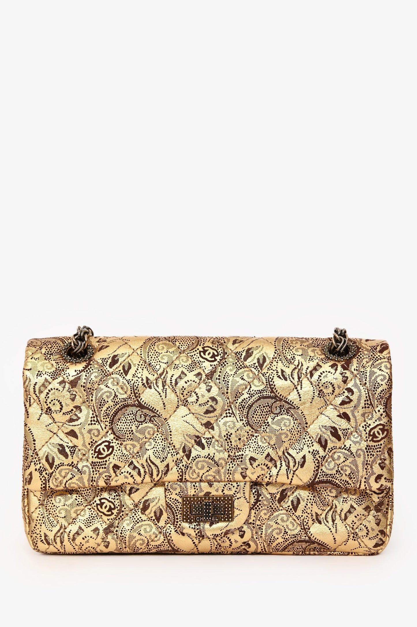 Chanel™ 2008-2009 Gold Metallic Leather Paris-Moscow Classic 2.55 Flap Bag