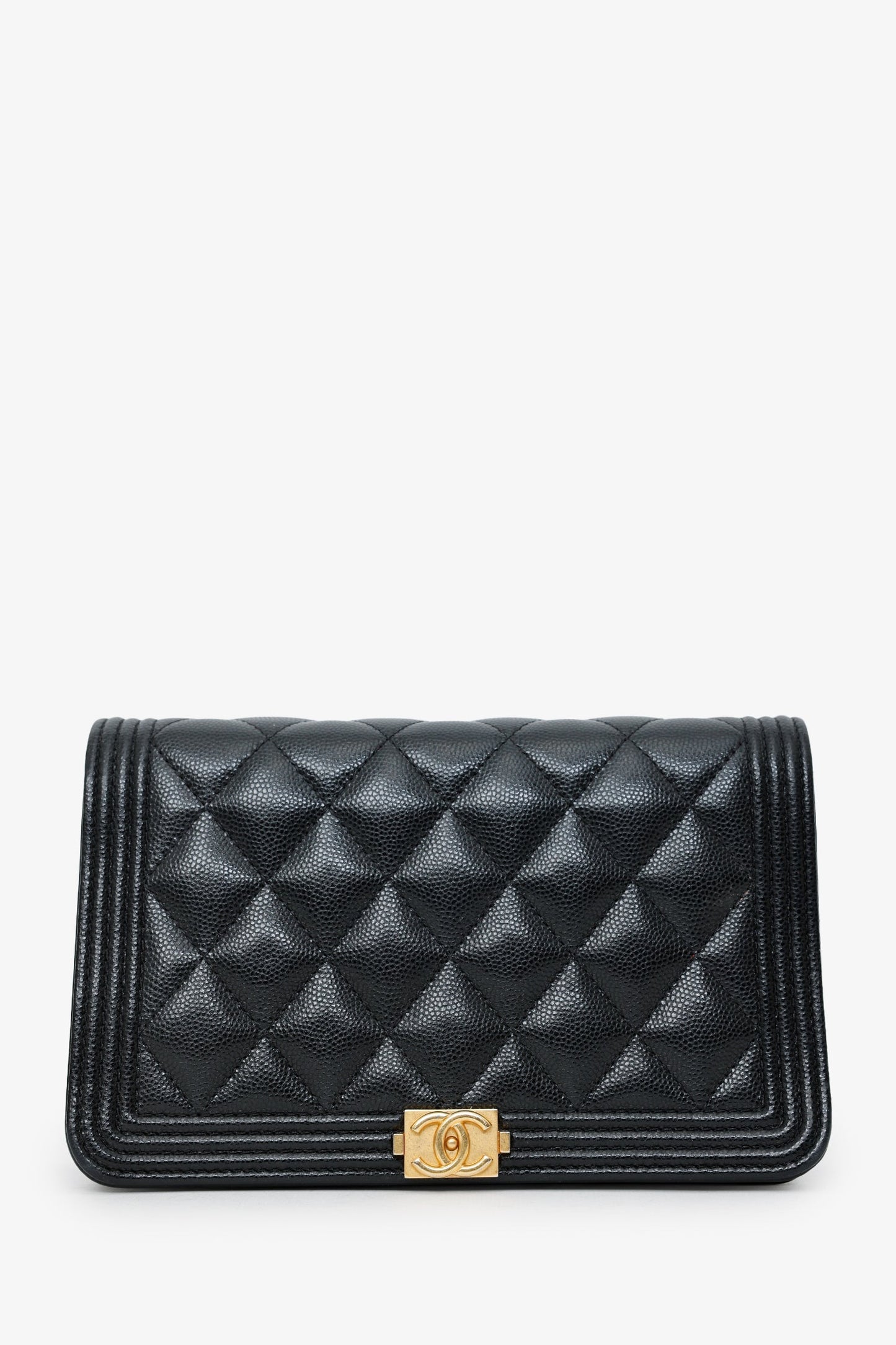 Chanel™ Black Caviar CC Boy Wallet On Chain