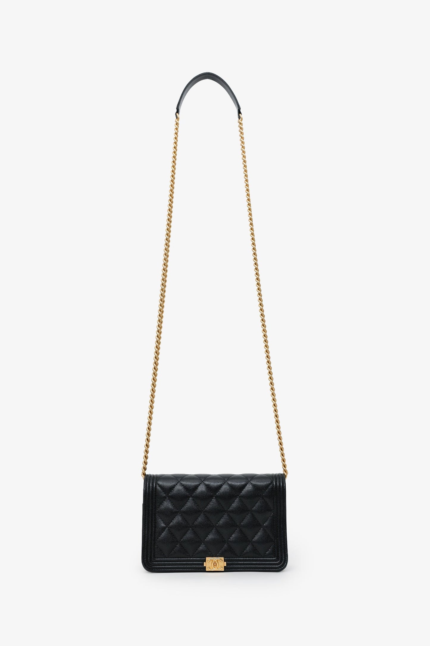 Chanel™ Black Caviar CC Boy Wallet On Chain