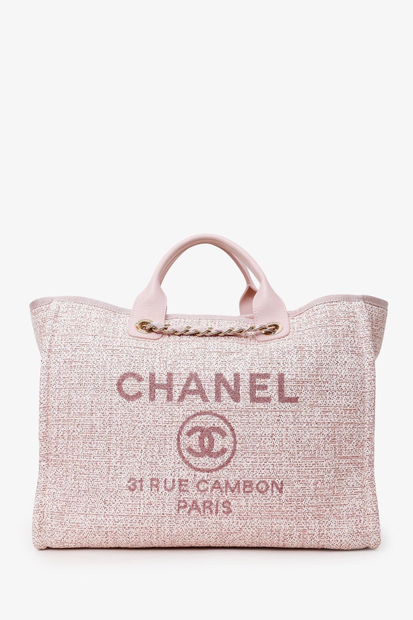 Chanel 2019 Pink Glitter Medium Deauville Tote