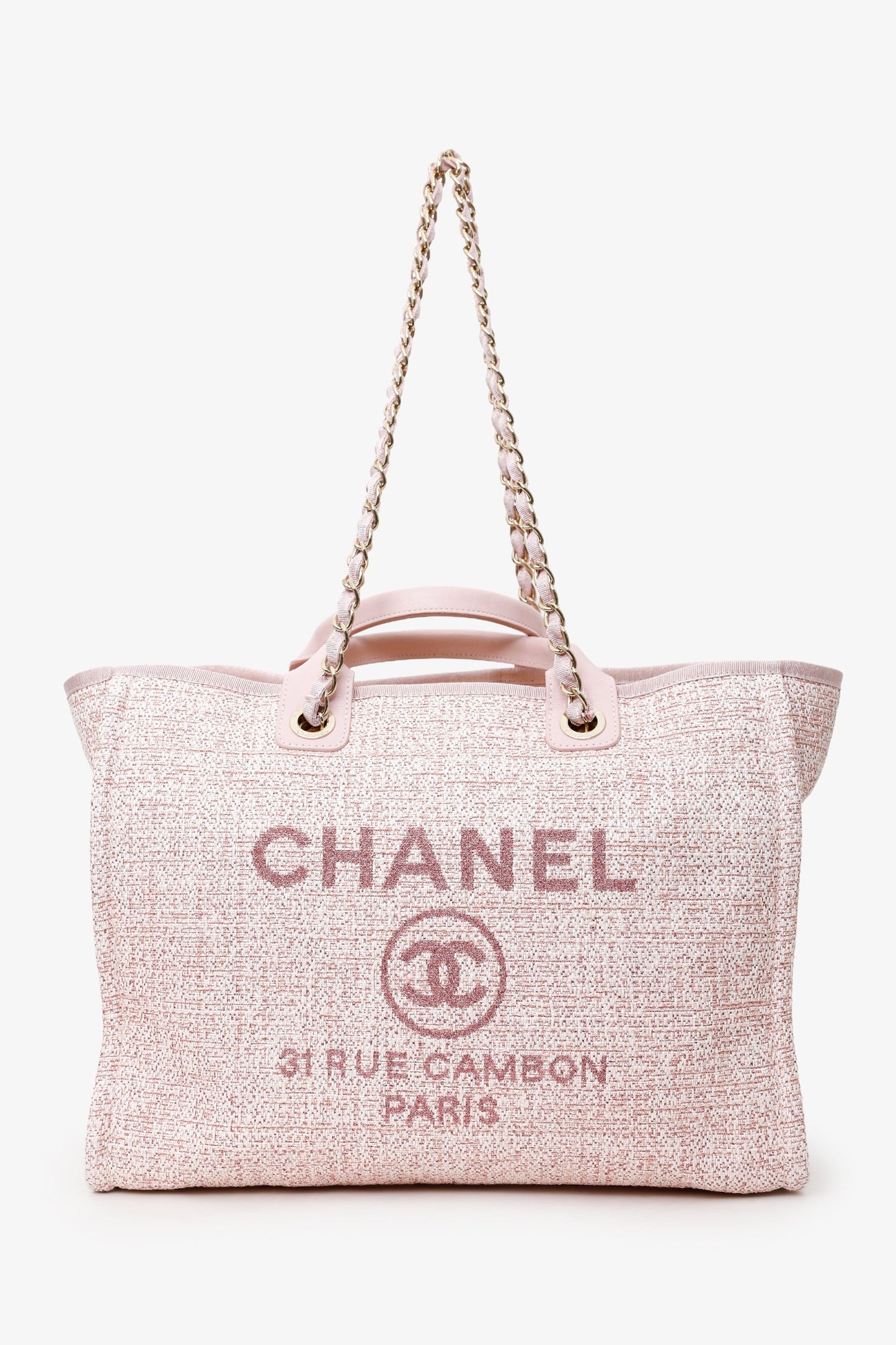 Chanel 2019 Pink Glitter Medium Deauville Tote
