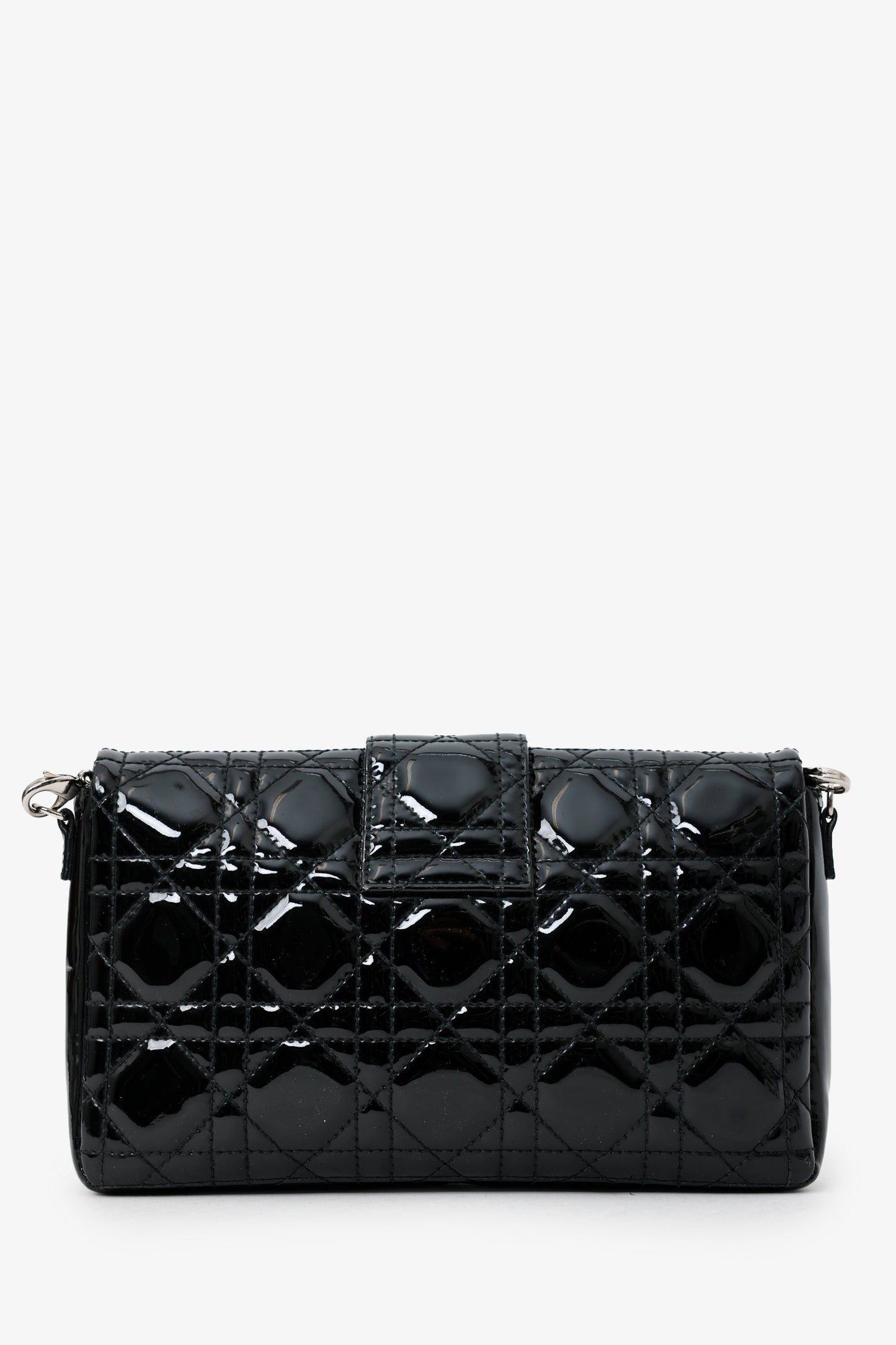 Christian Dior Black Patent Leather Wallet On Chain